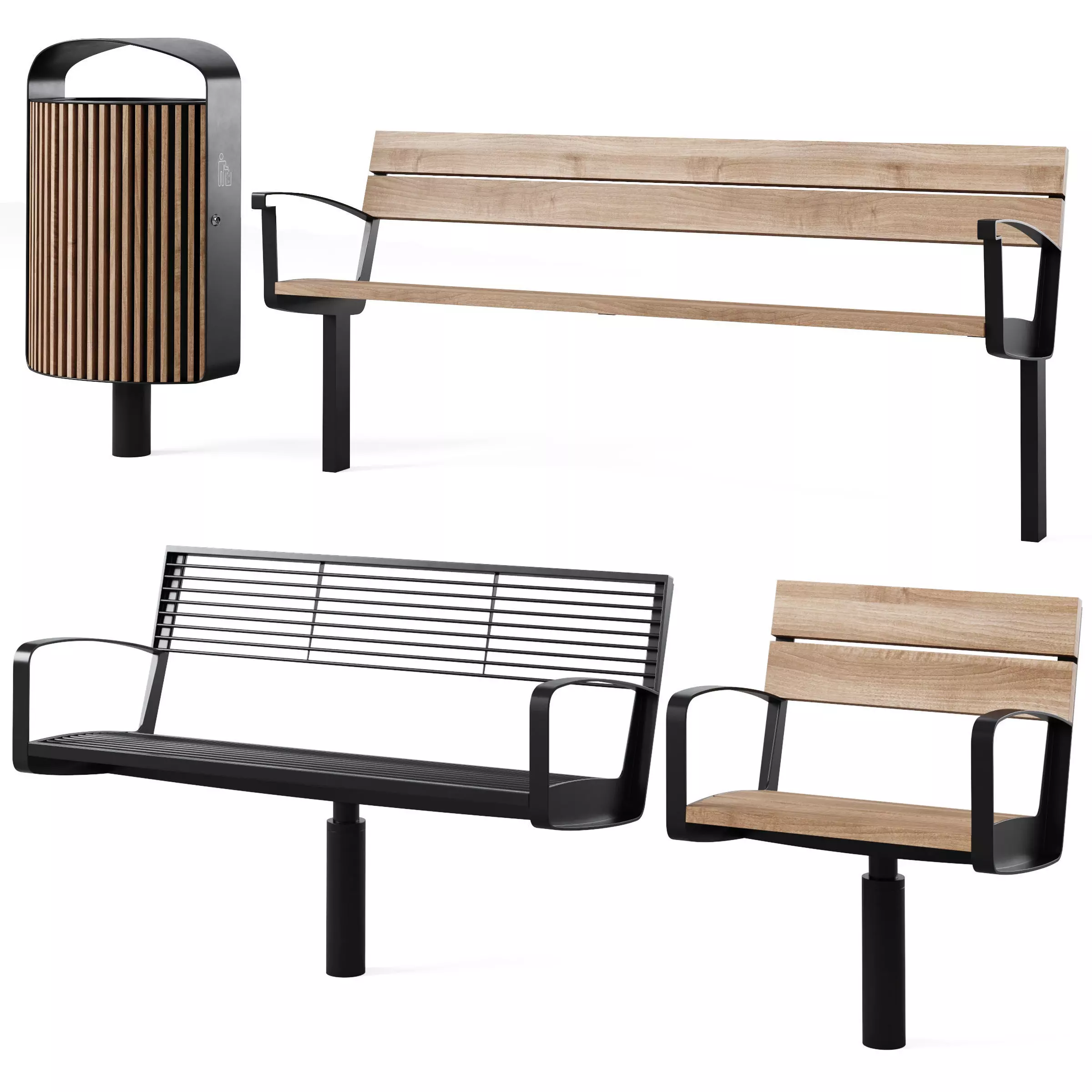 Park benches Intervera by mmcite 3D model