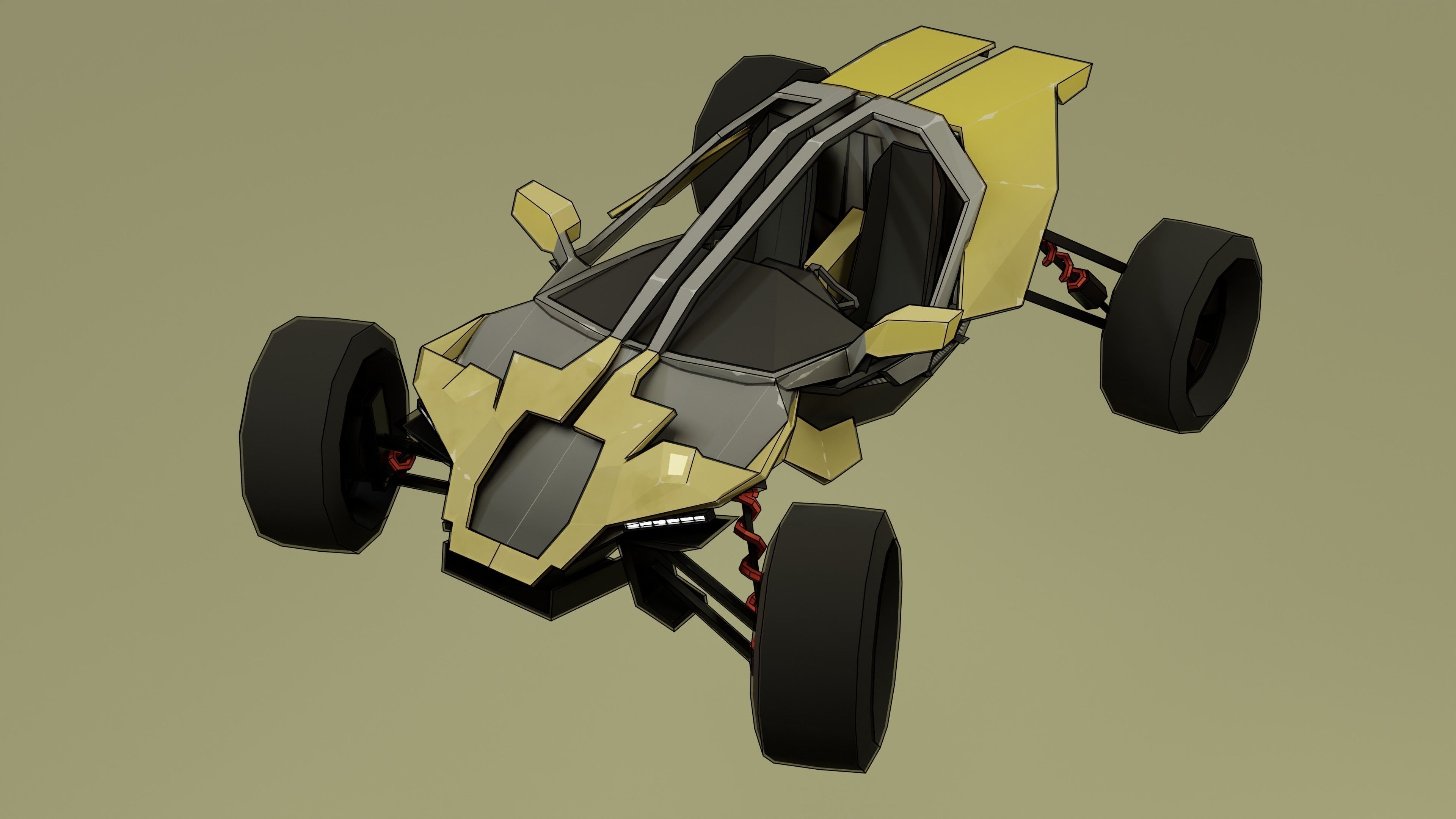 Buggy Scifi Low-poly 3D model_2