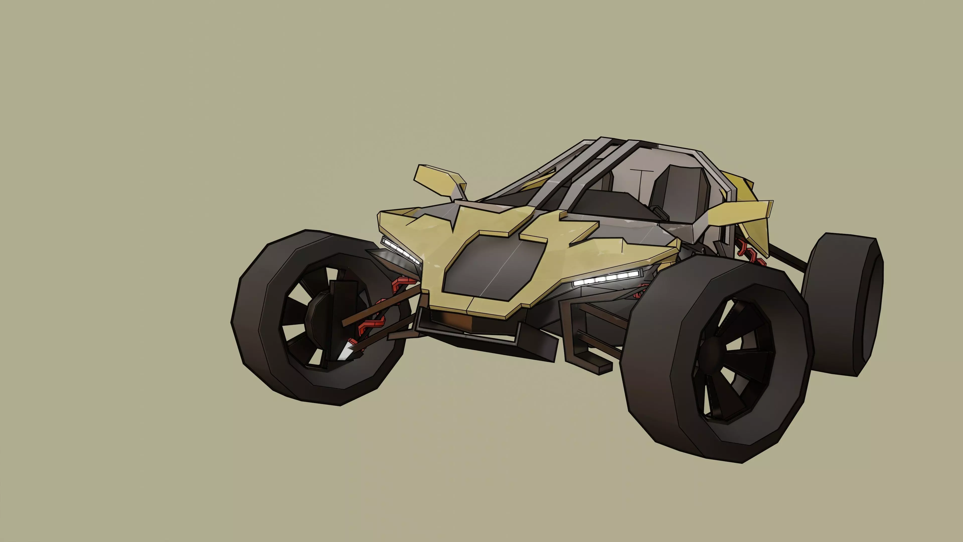 Buggy Scifi Low-poly 3D model_0