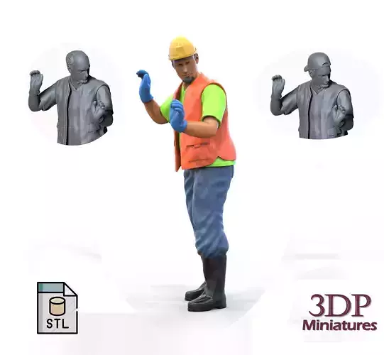 N11 Construction worker pushing something 3D print model