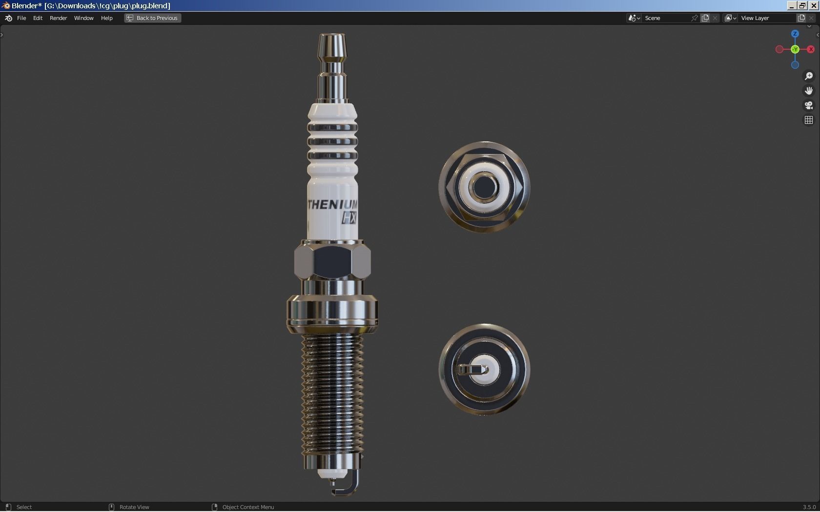 Spark Plug - NGK Ruthenium HX 3D model_1