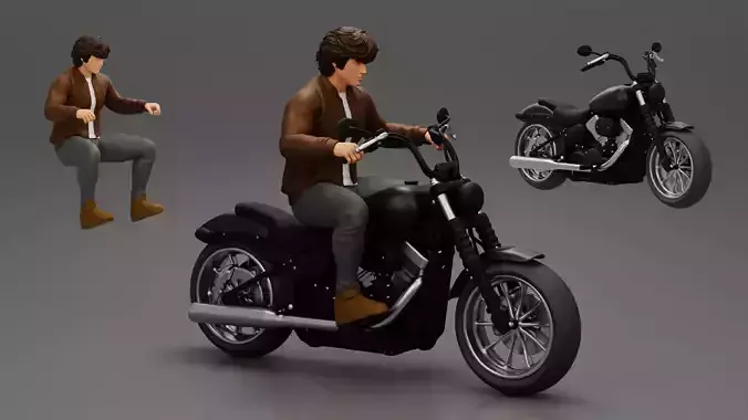 Separated - Young man riding a motorbike - motor and motorbiker