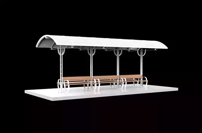 canopy stop bus station shelter halte 3D model