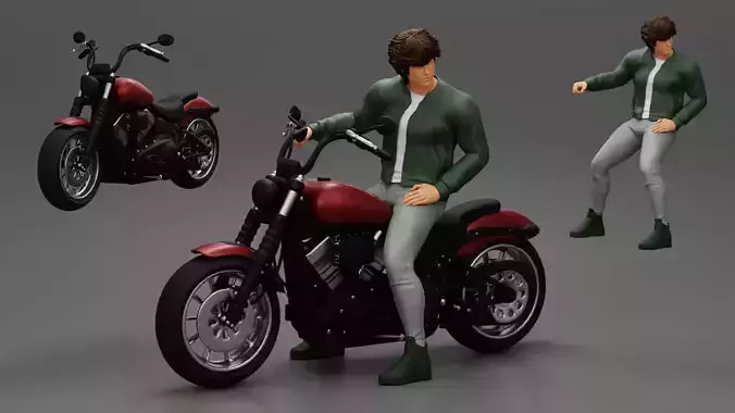 Separated - Young man sitting on his motorbike