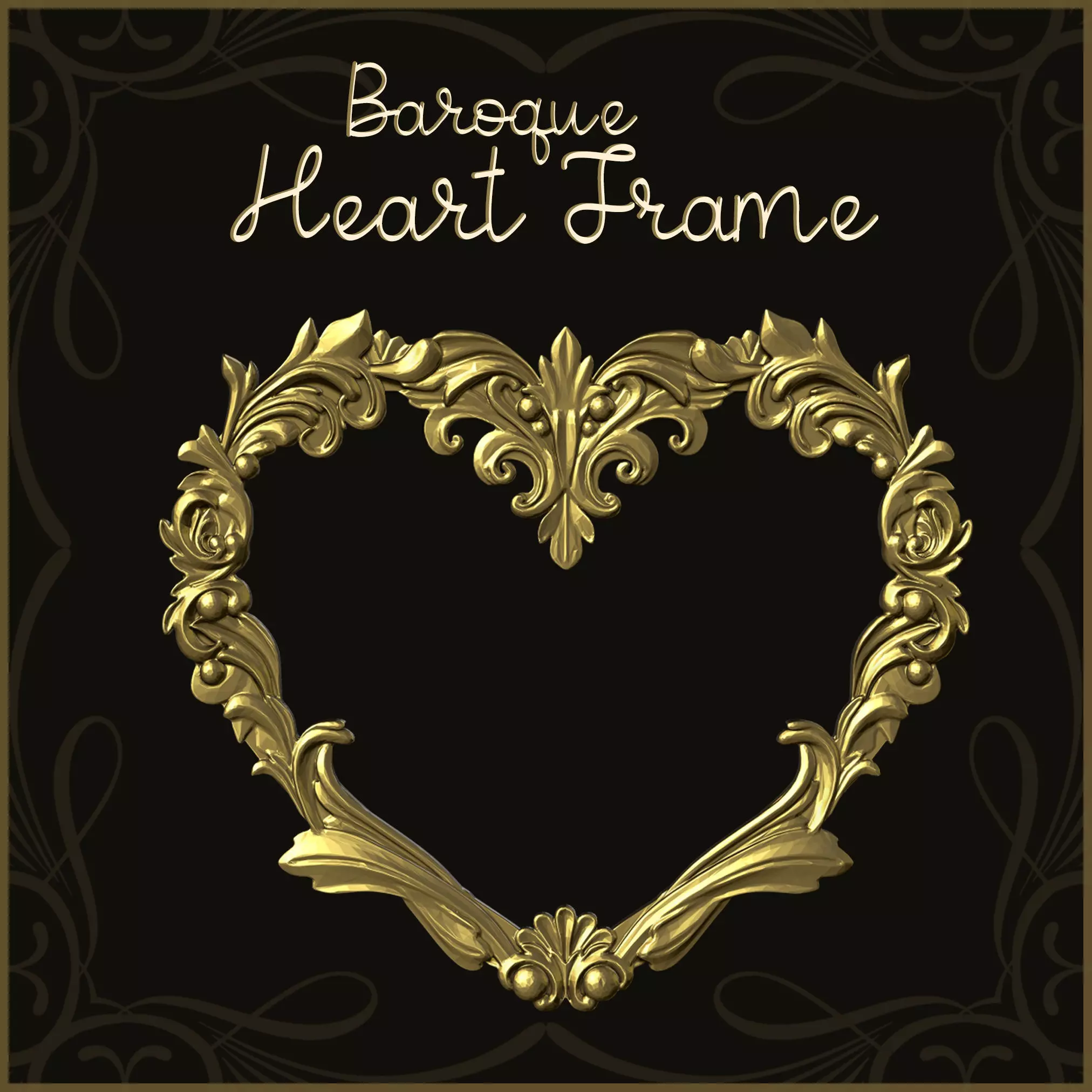 Baroque Heart Frame 3D print model_0
