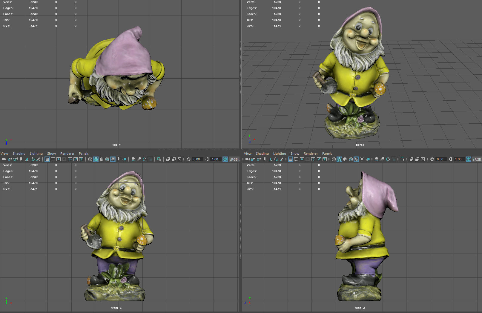Garden Gnome 9 Low-poly 3D model_7