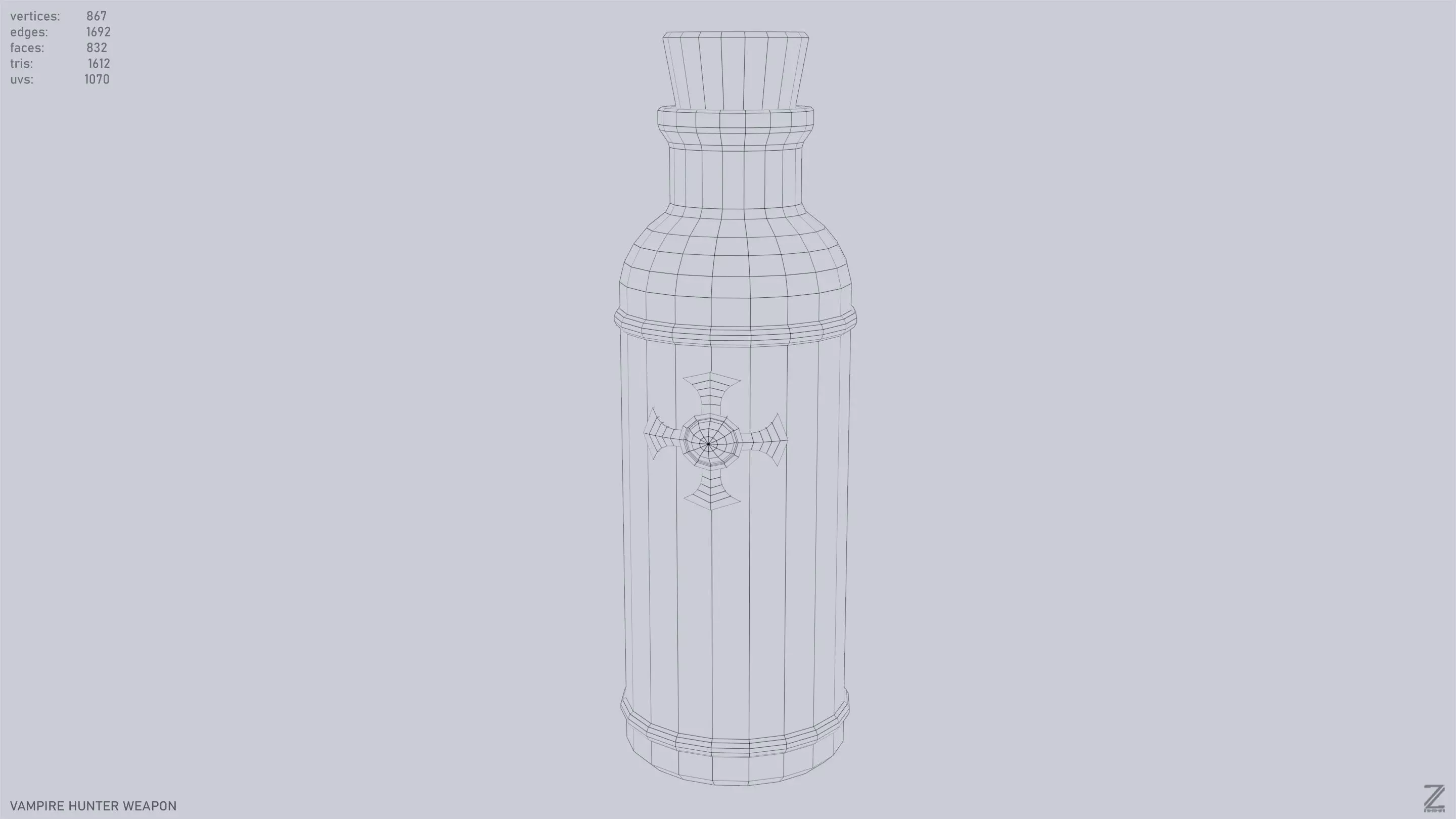 Vampire hunter weapon Low-poly 3D model_9