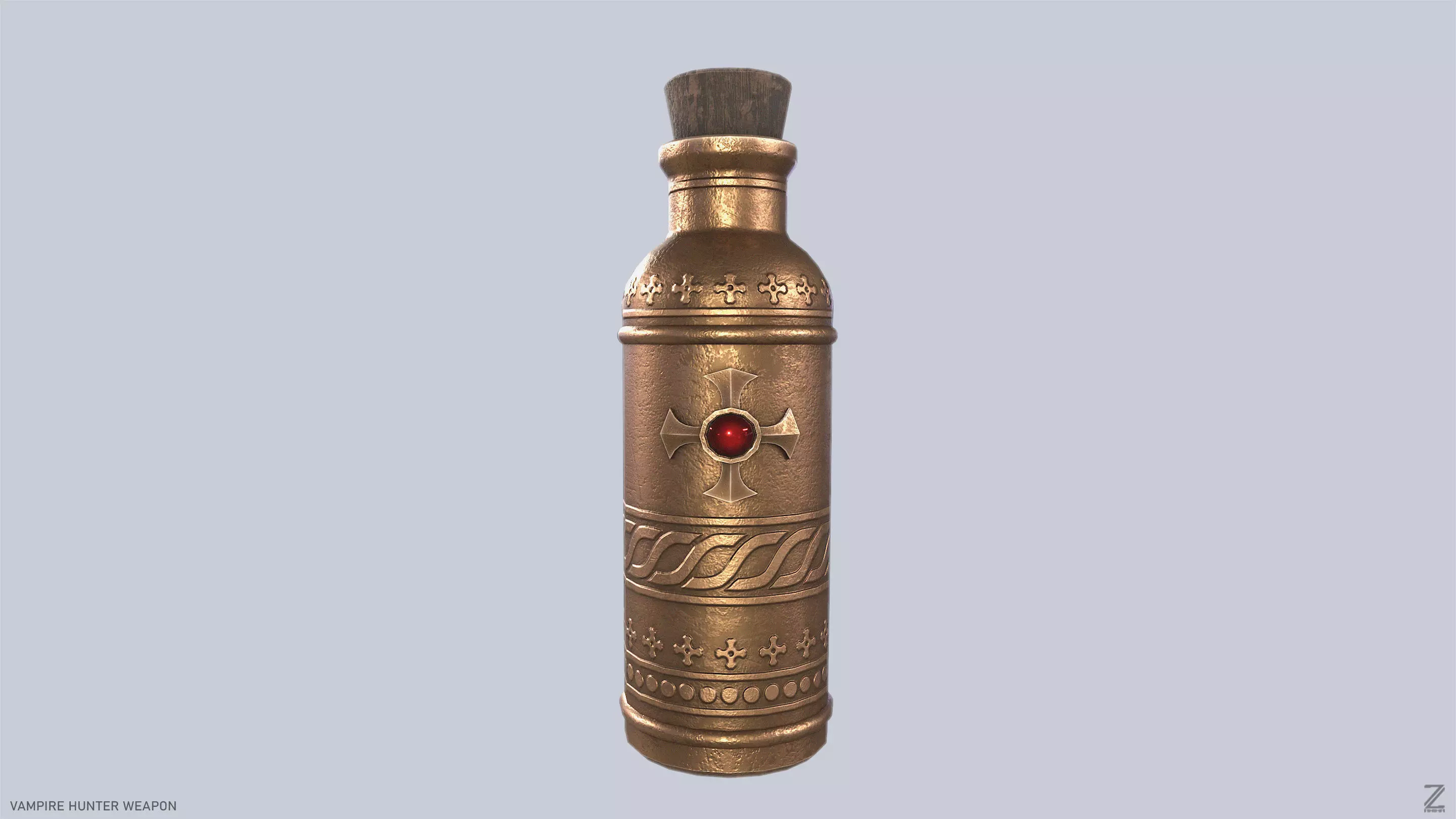 Vampire hunter weapon Low-poly 3D model_0