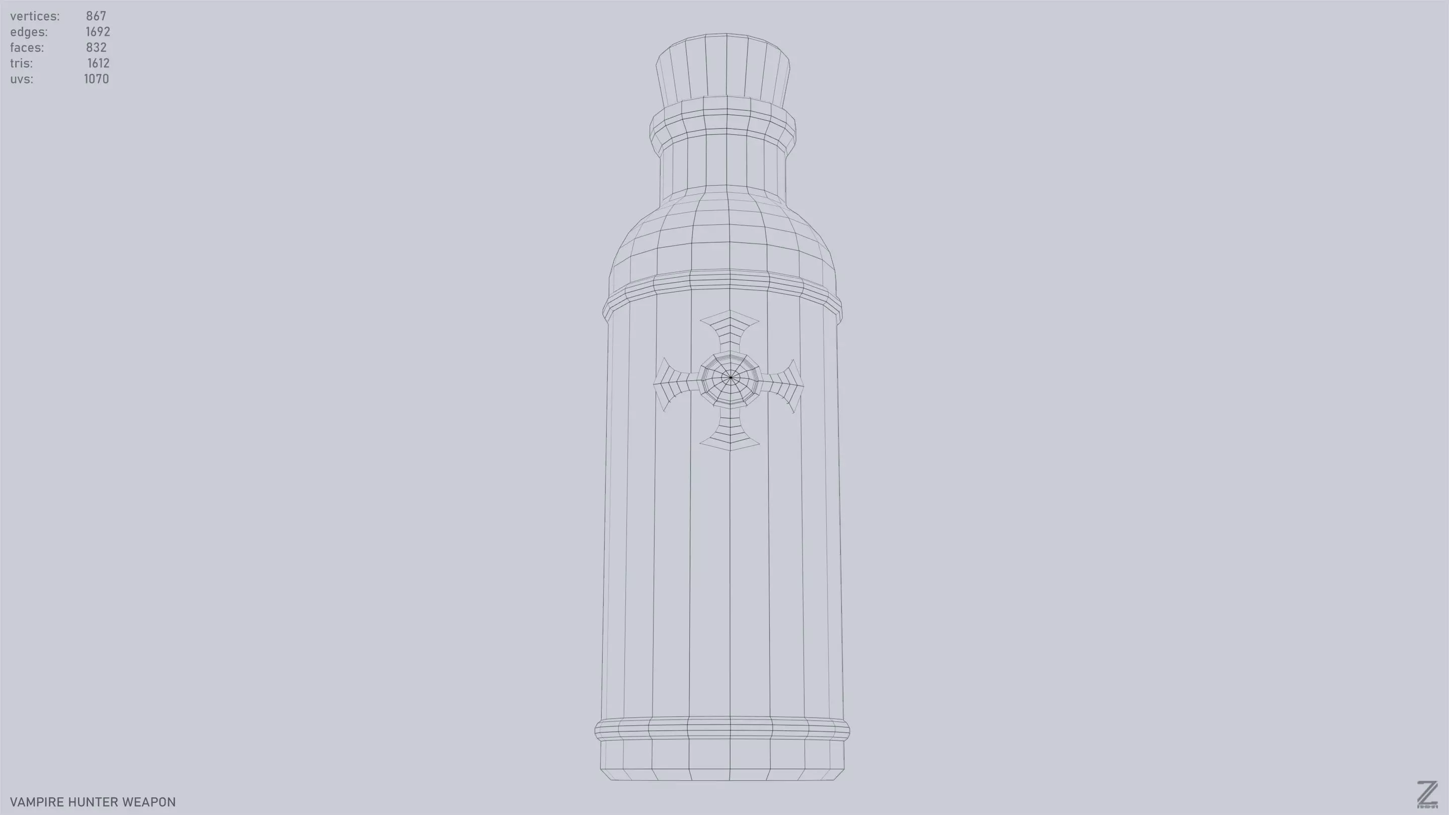 Vampire hunter weapon Low-poly 3D model_14