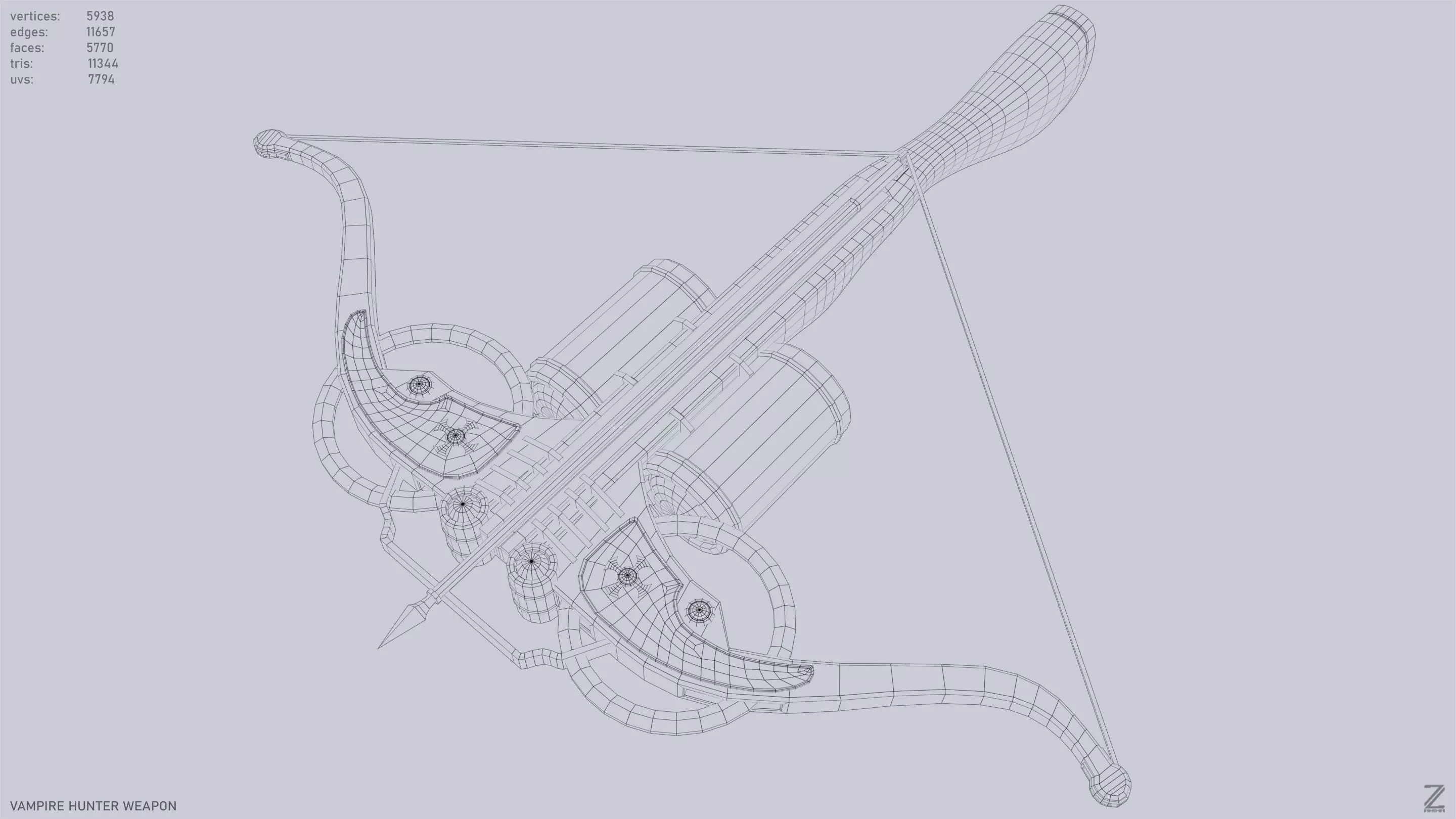 Vampire hunter weapon Low-poly 3D model_15