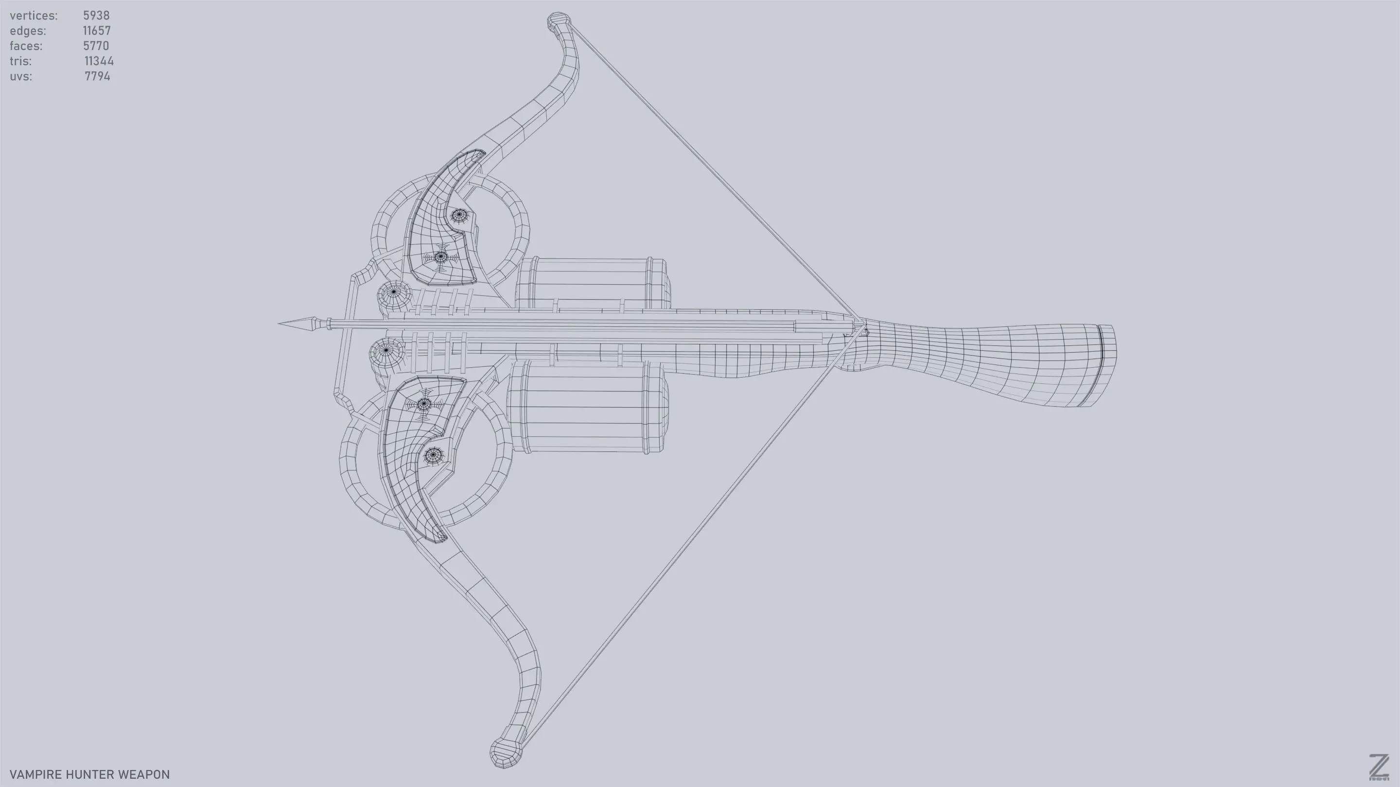 Vampire hunter weapon Low-poly 3D model_10