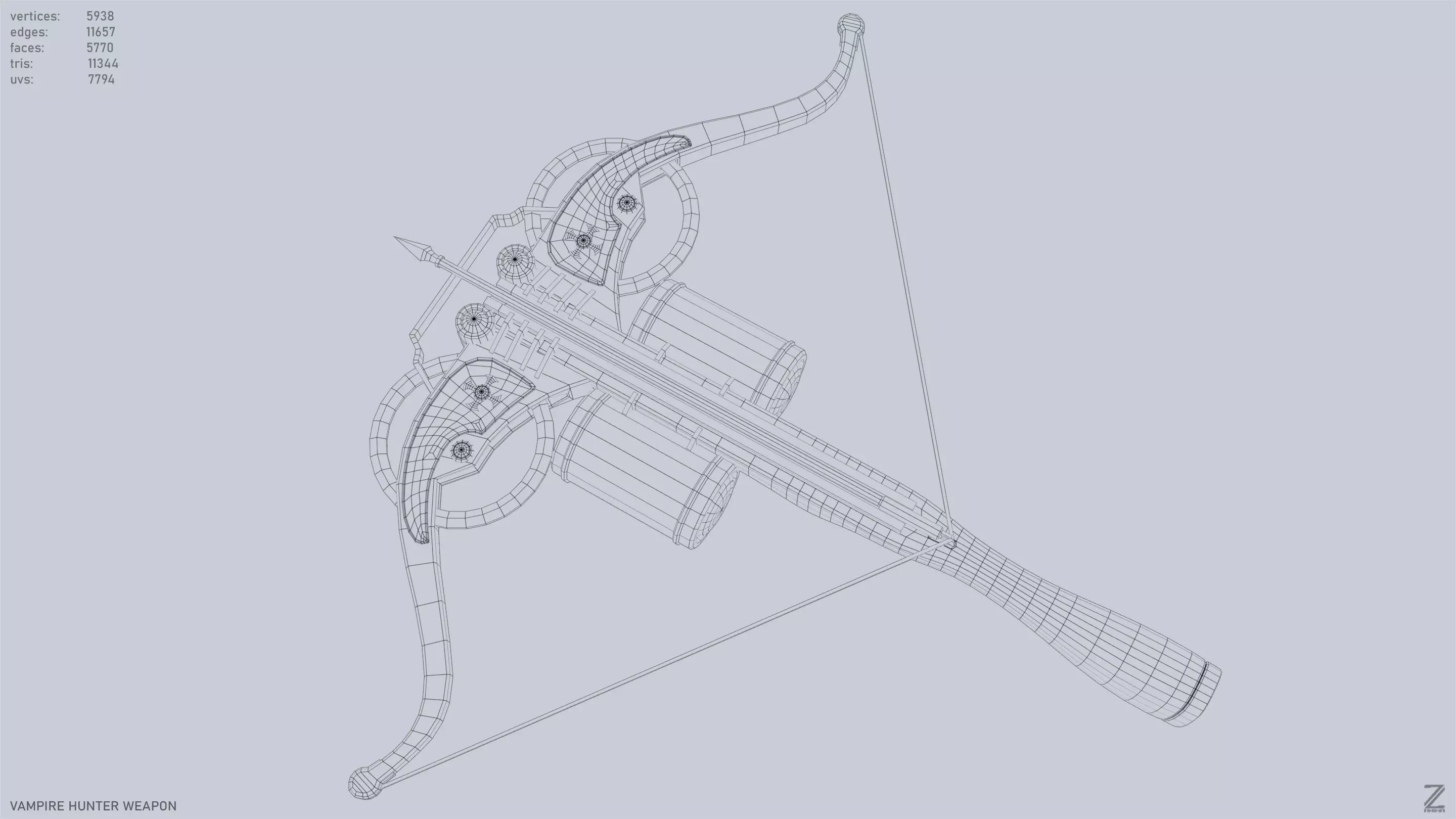 Vampire hunter weapon Low-poly 3D model_12