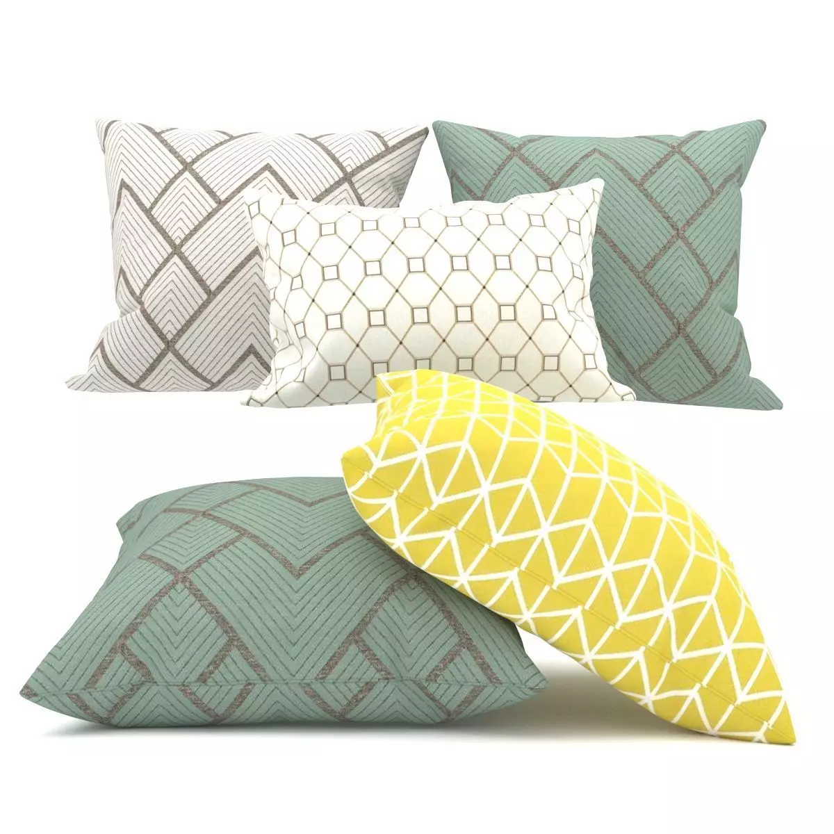 Pillow textile Low-poly 3D model_0