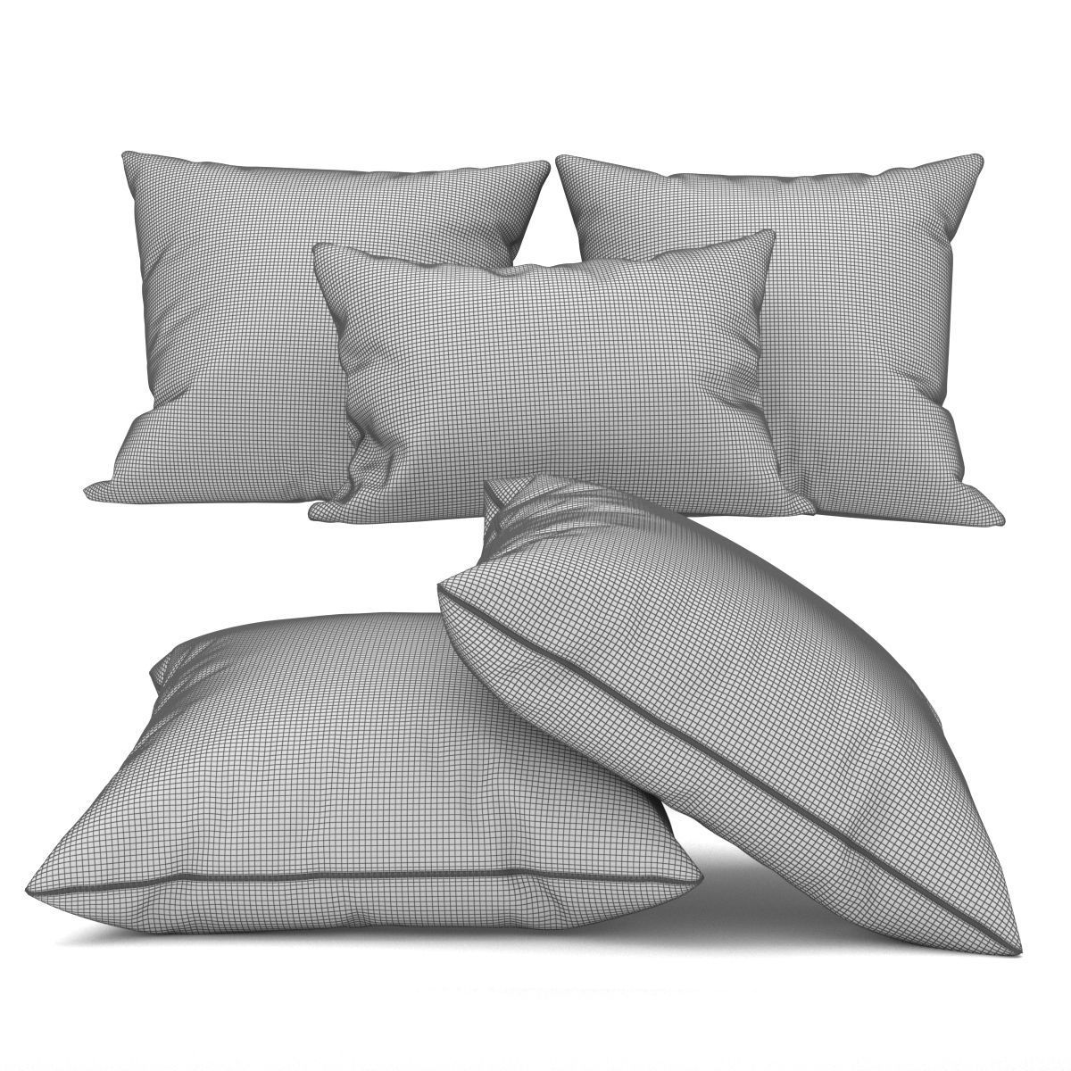 Pillow textile Low-poly 3D model_1