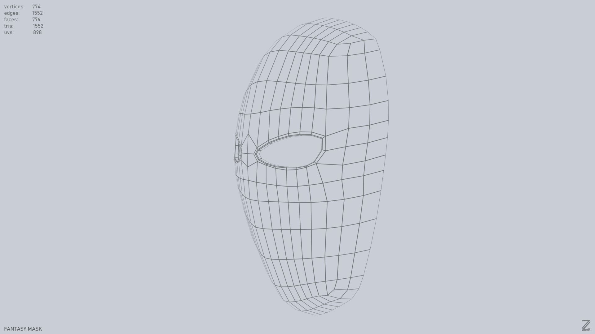 Fantasy mask Low-poly 3D model_10