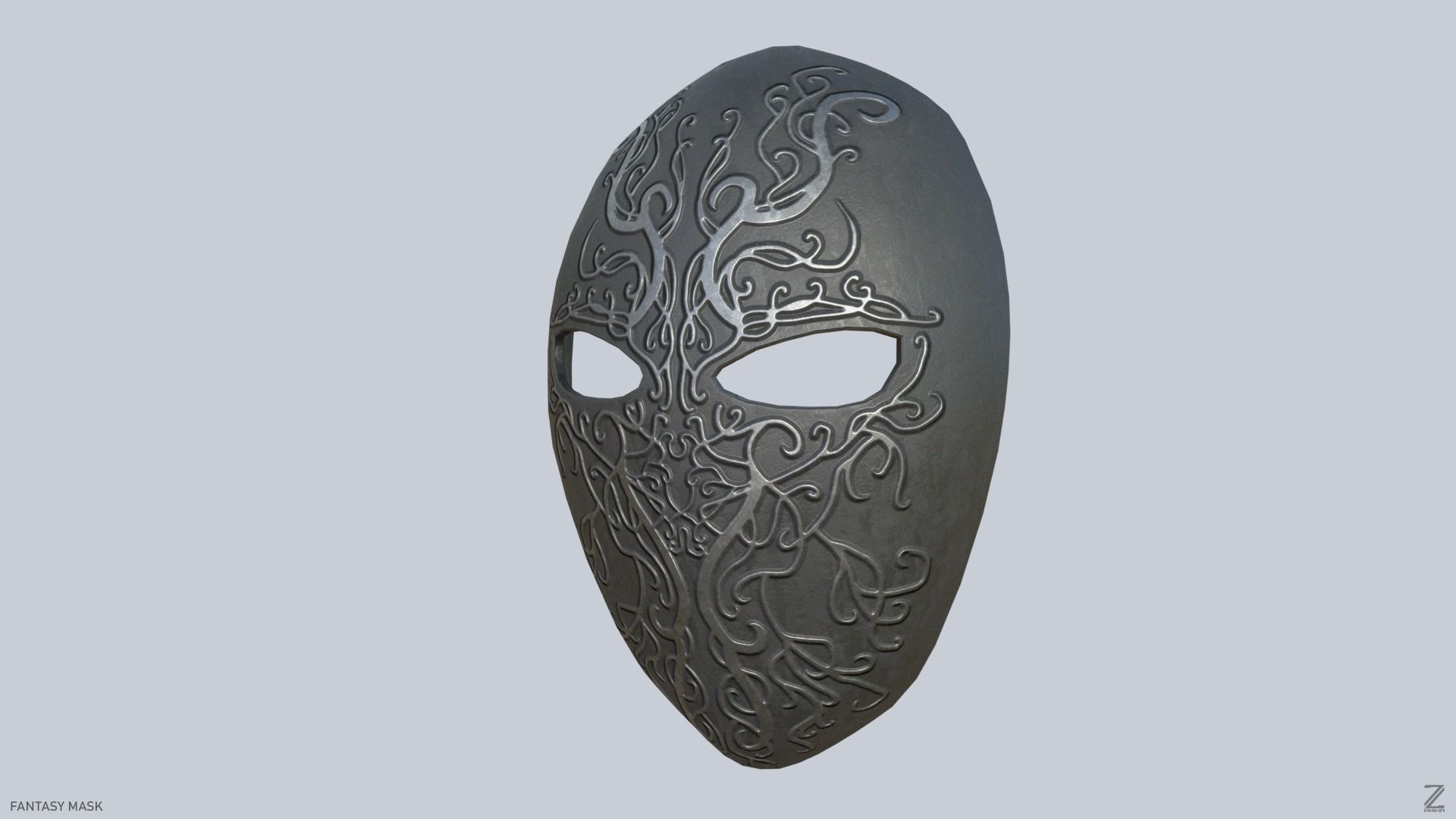 Fantasy mask Low-poly 3D model_3