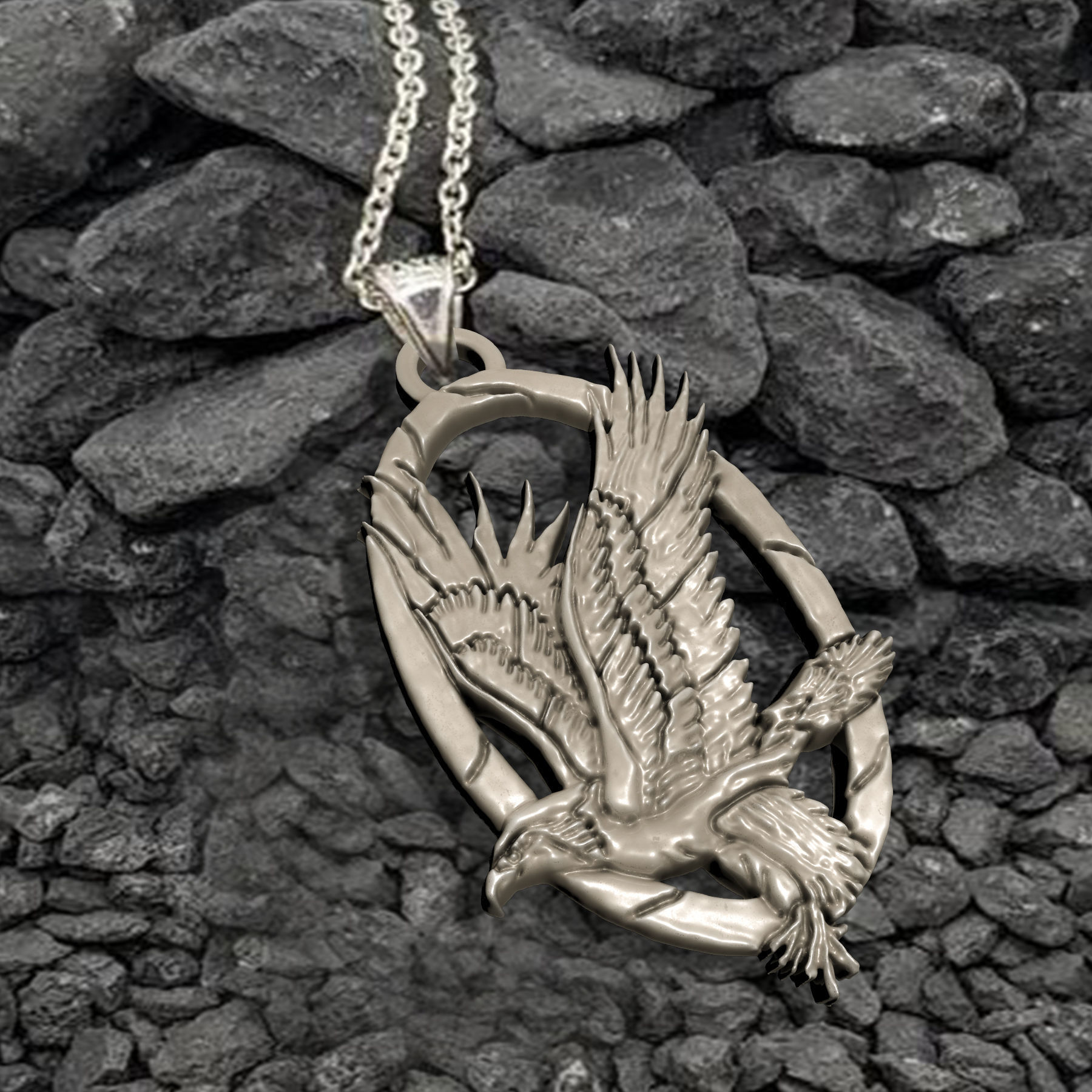 Eagle Pendant  M01 3D print model_7