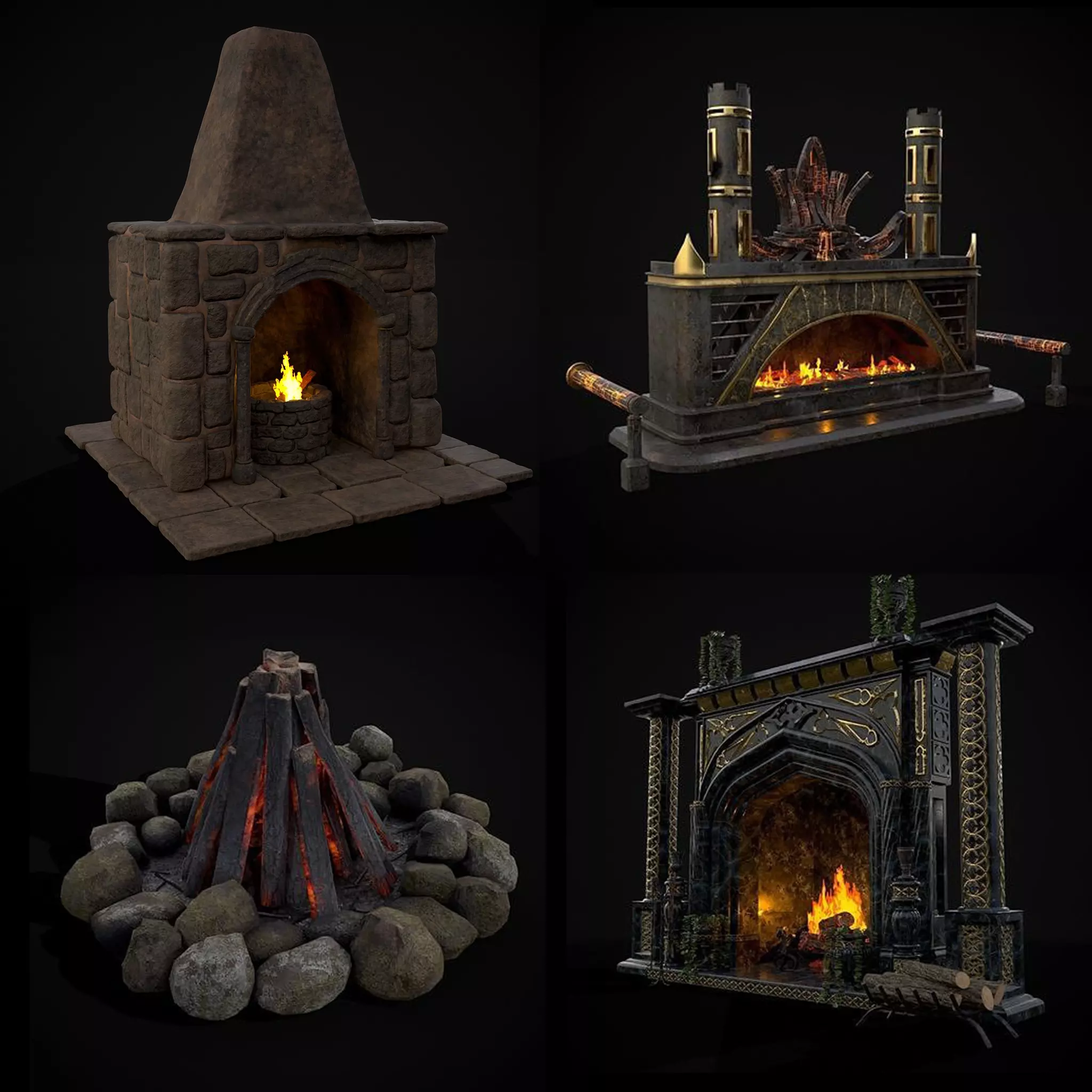 Medieval Fires 3D Model Collection_0