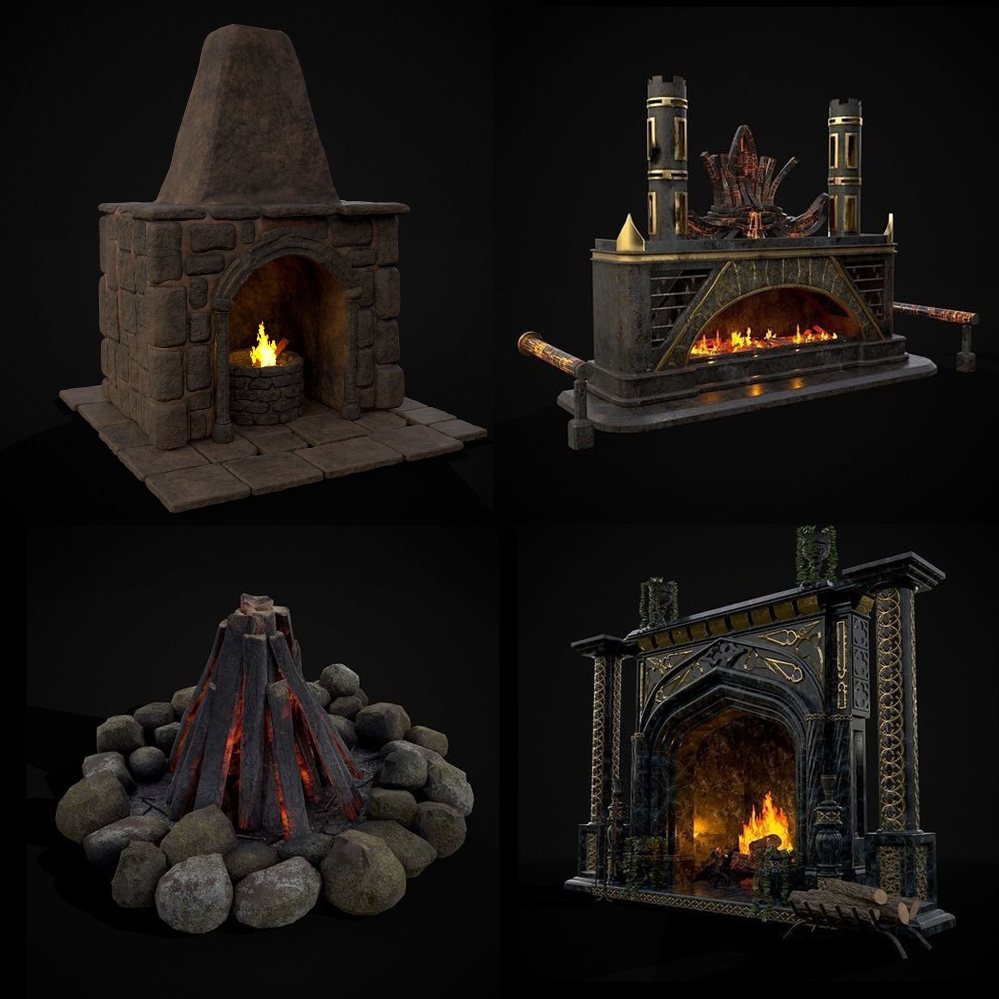 Medieval Fires 3D Model Collection_6