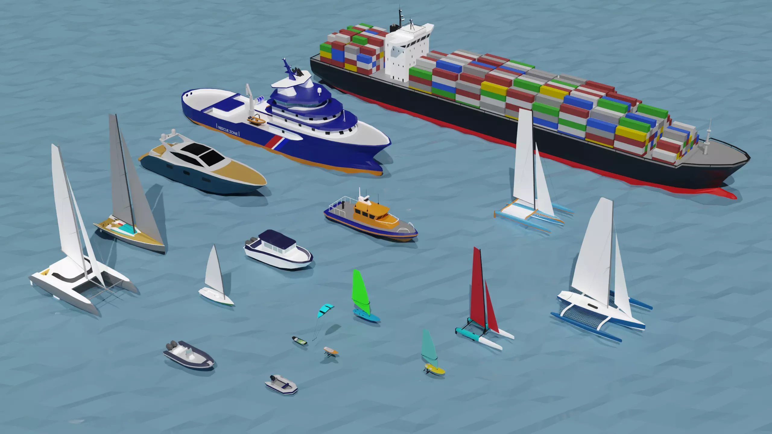 Boats Pack Free low-poly 3D model_0