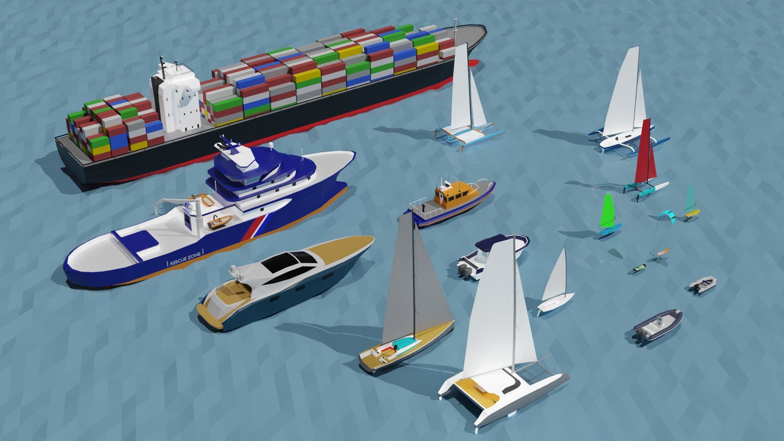 Boats Pack Free low-poly 3D model_1