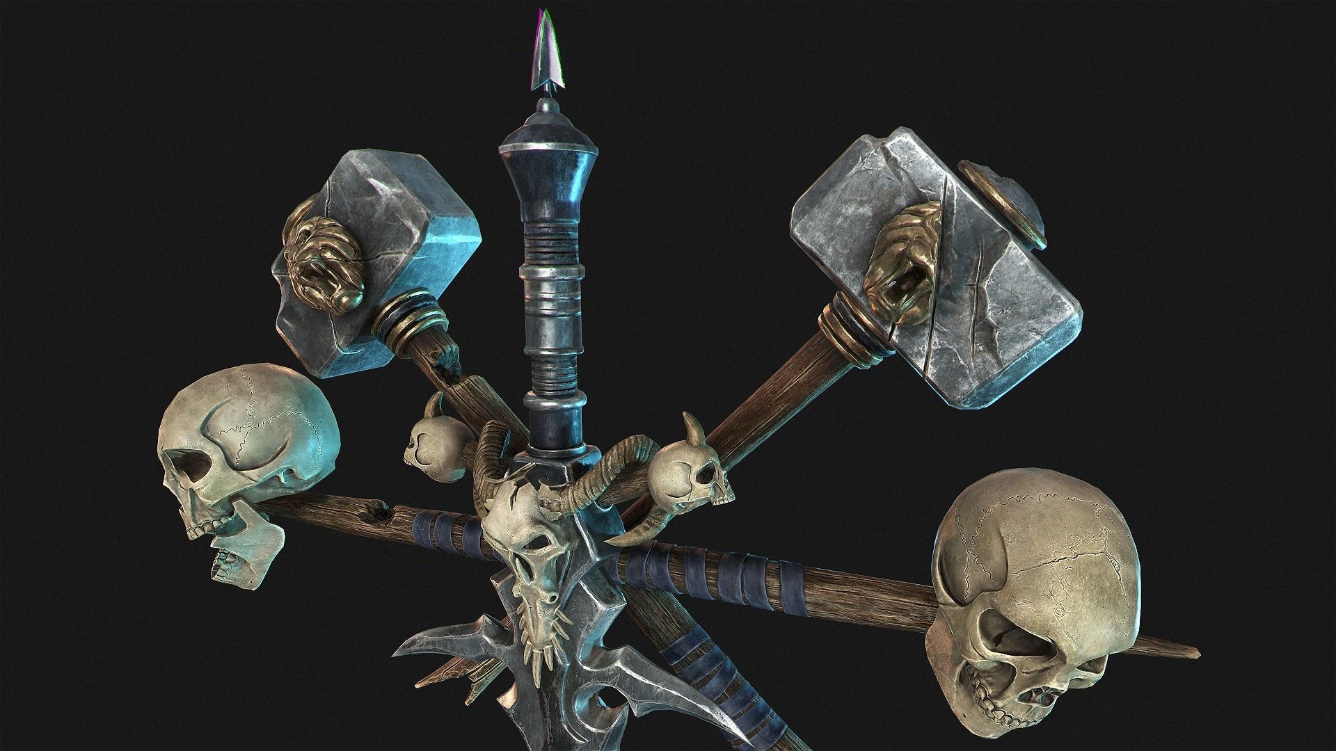 Undead Frostmourne Sword and Hammers - Frozen Throne Low-poly 3D model_10