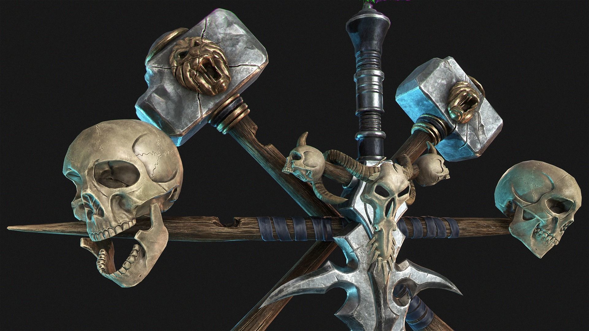 Undead Frostmourne Sword and Hammers - Frozen Throne Low-poly 3D model_7