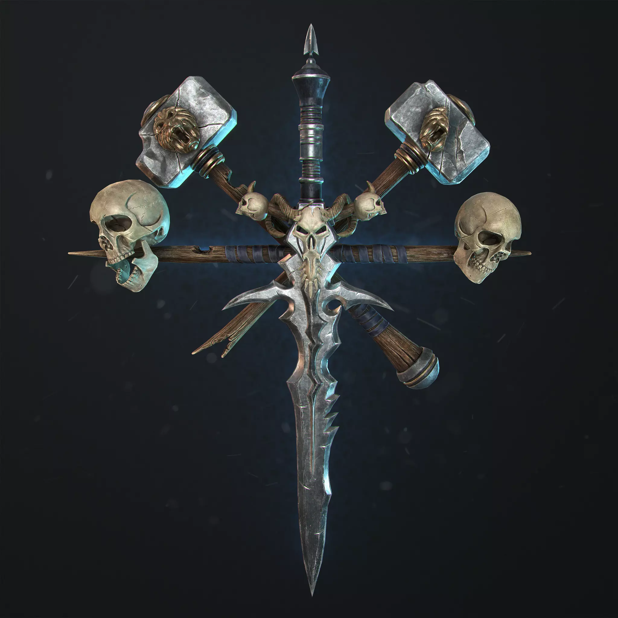 Undead Frostmourne Sword and Hammers - Frozen Throne Low-poly 3D model_0