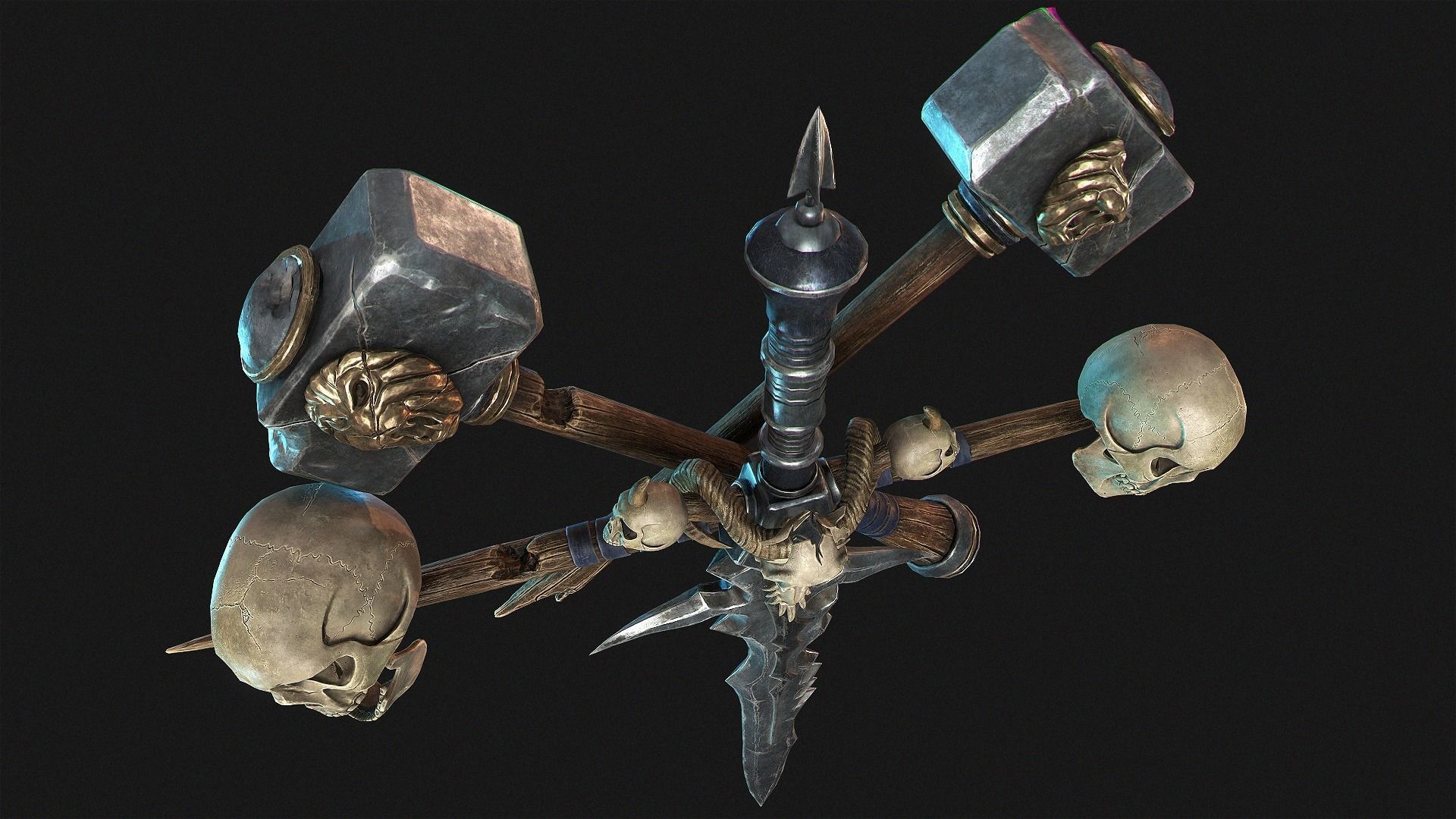 Undead Frostmourne Sword and Hammers - Frozen Throne Low-poly 3D model_1