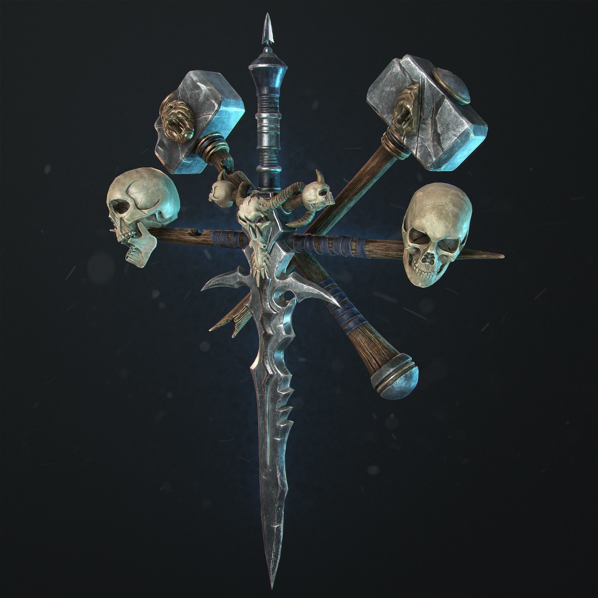Undead Frostmourne Sword and Hammers - Frozen Throne Low-poly 3D model_3