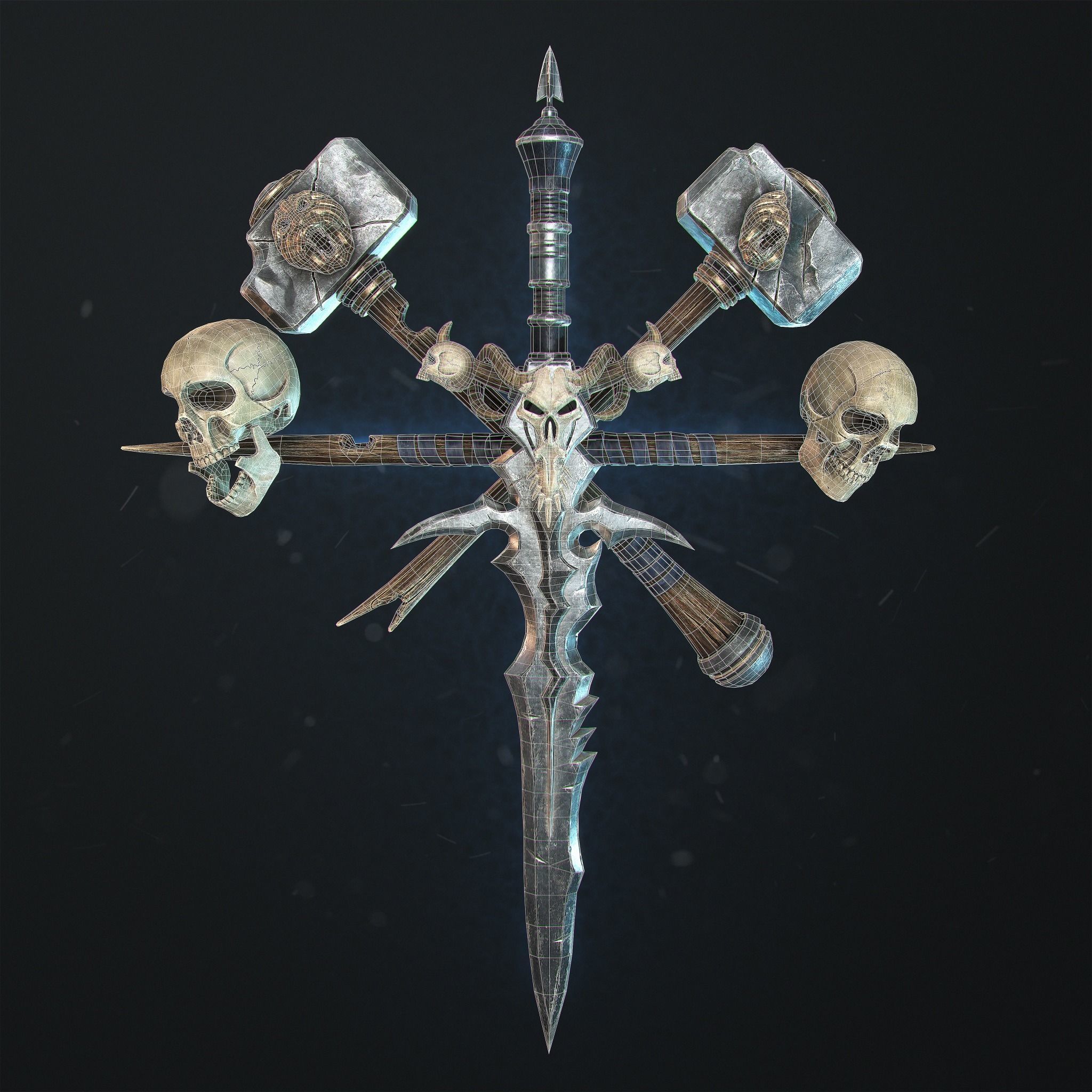 Undead Frostmourne Sword and Hammers - Frozen Throne Low-poly 3D model_6