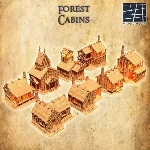 Modular Forest Cabins Tabletop Terrain 28 MM 3D print model