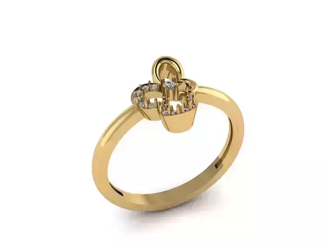 Jewelry Diamond Ring 3D Print Model 