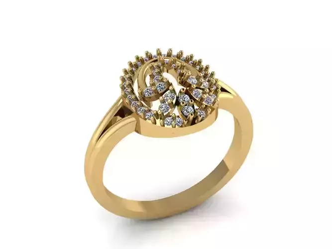 Jewelry Diamond Ring 3D Print Model 