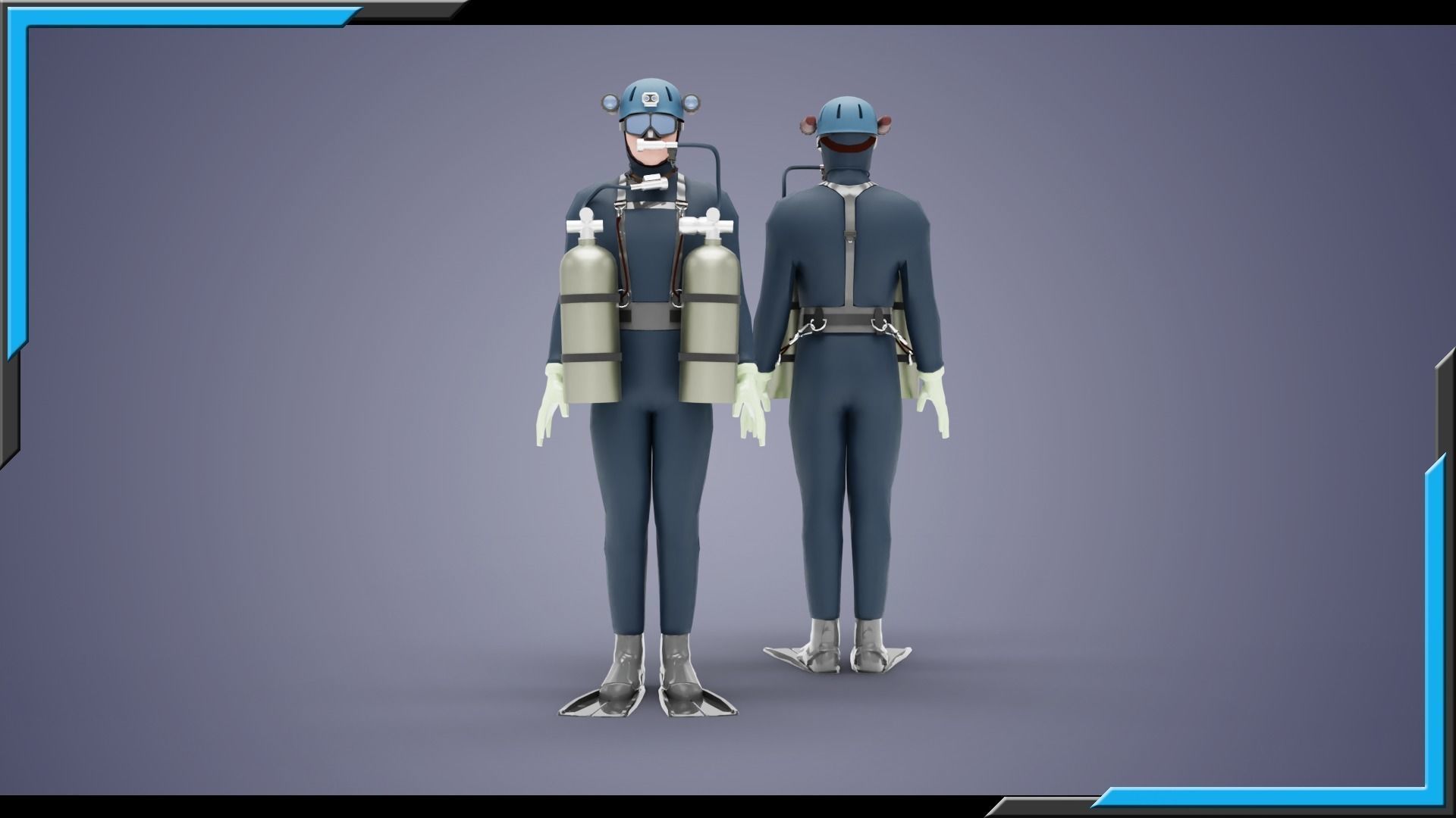 DIVER MAN BASE MESH MODEL Low-poly 3D model_18