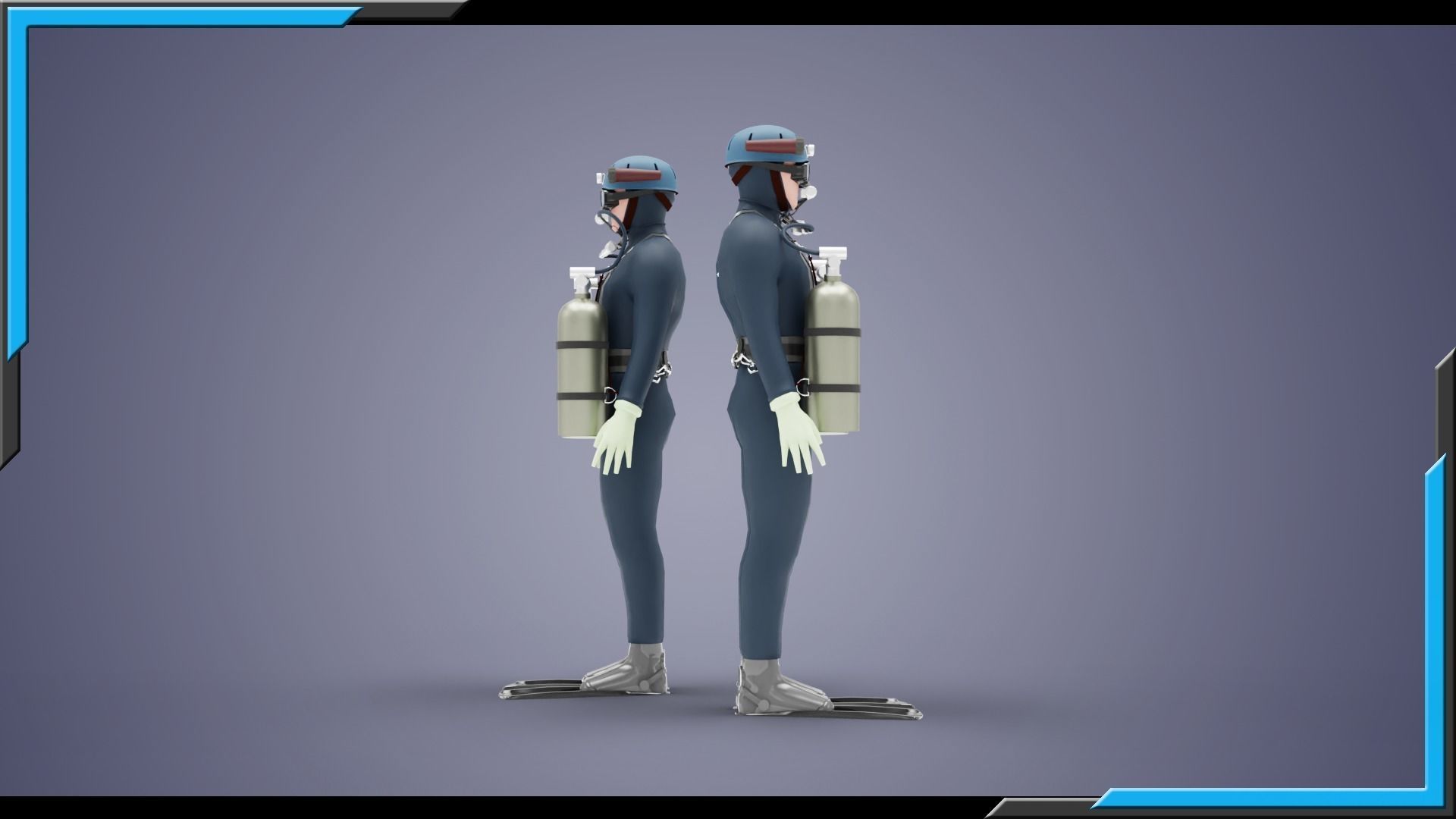 DIVER MAN BASE MESH MODEL Low-poly 3D model_2