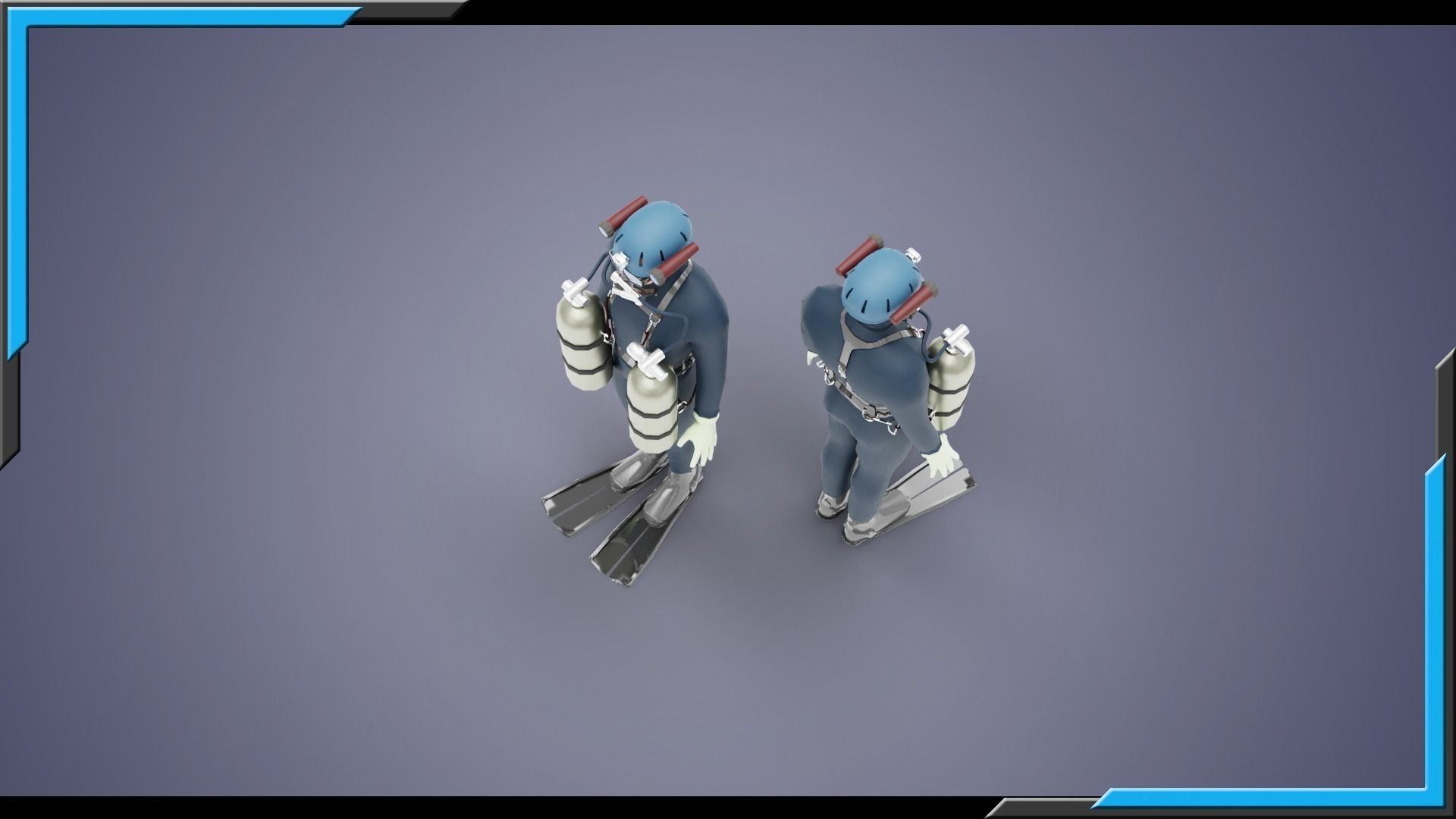 DIVER MAN BASE MESH MODEL Low-poly 3D model_4