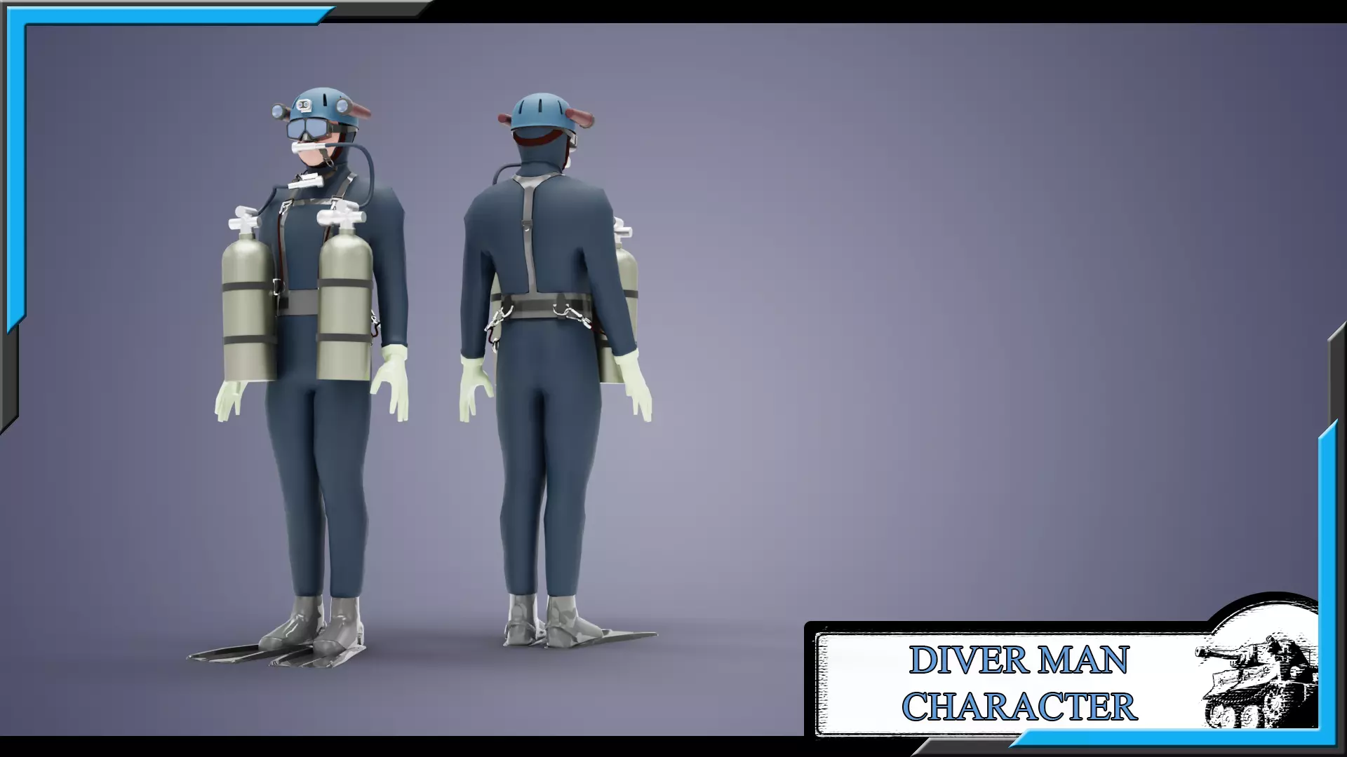 DIVER MAN BASE MESH MODEL Low-poly 3D model_0