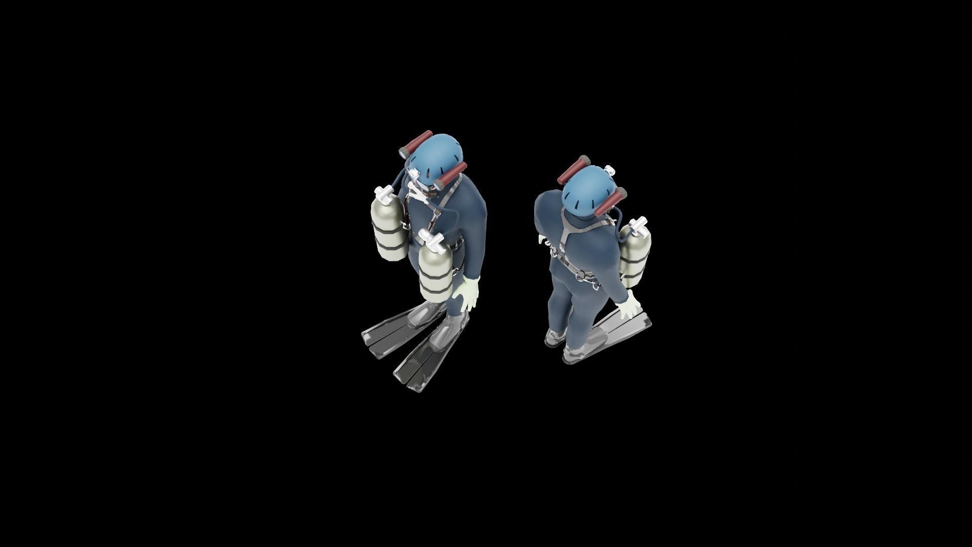 DIVER MAN BASE MESH MODEL Low-poly 3D model_15