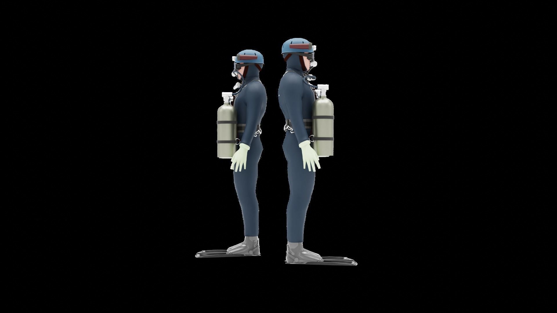 DIVER MAN BASE MESH MODEL Low-poly 3D model_14