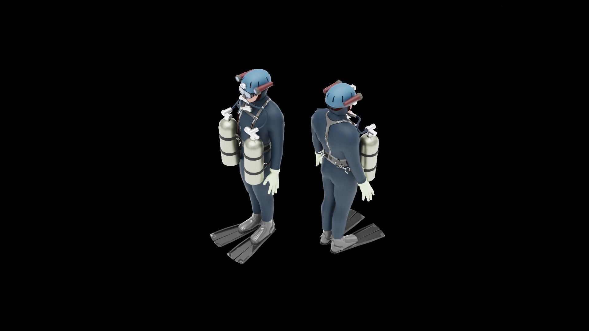 DIVER MAN BASE MESH MODEL Low-poly 3D model_17