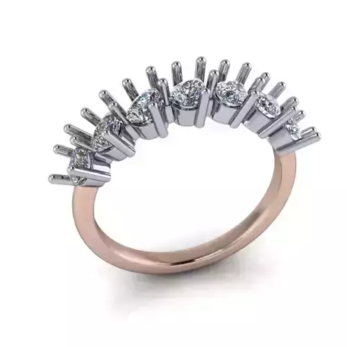 East West 7 Stone Pear Dia Anniversary Band ladies Ring 3D print model