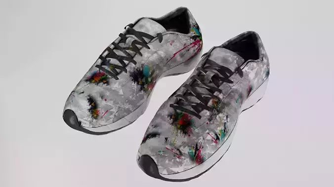 Gray sneakers with paint splashes
