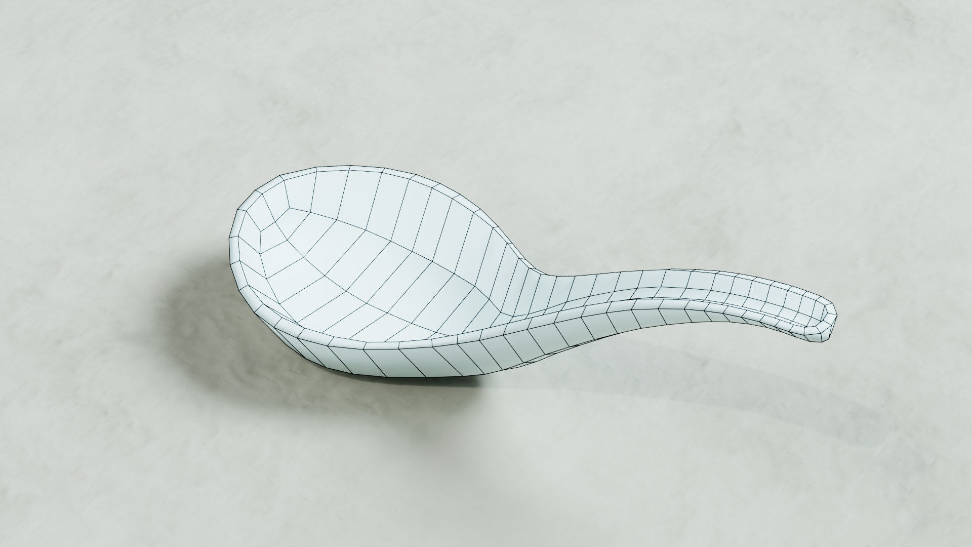 Chinese Porcelain Spoon Low-poly 3D model_12
