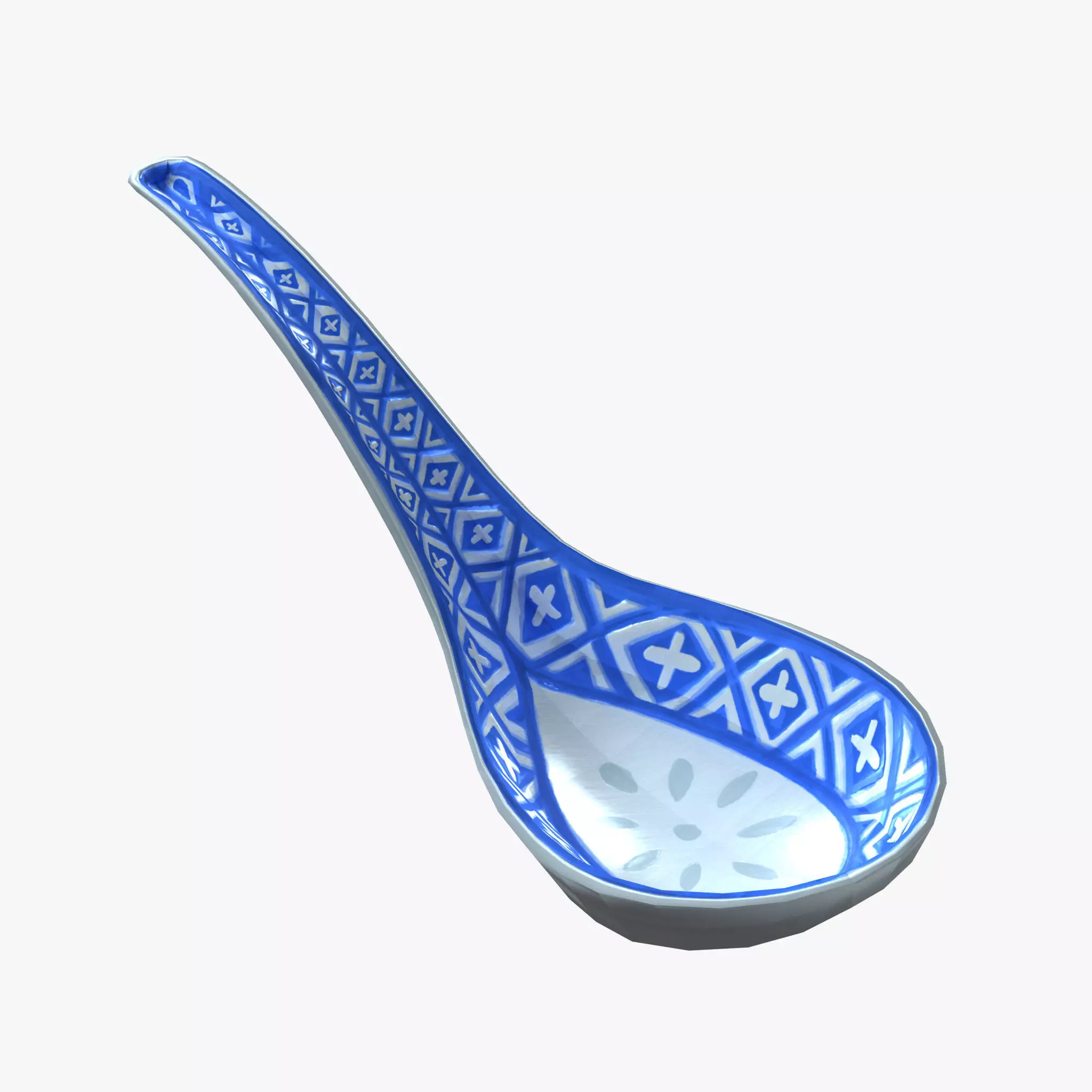 Chinese Porcelain Spoon Low-poly 3D model_0