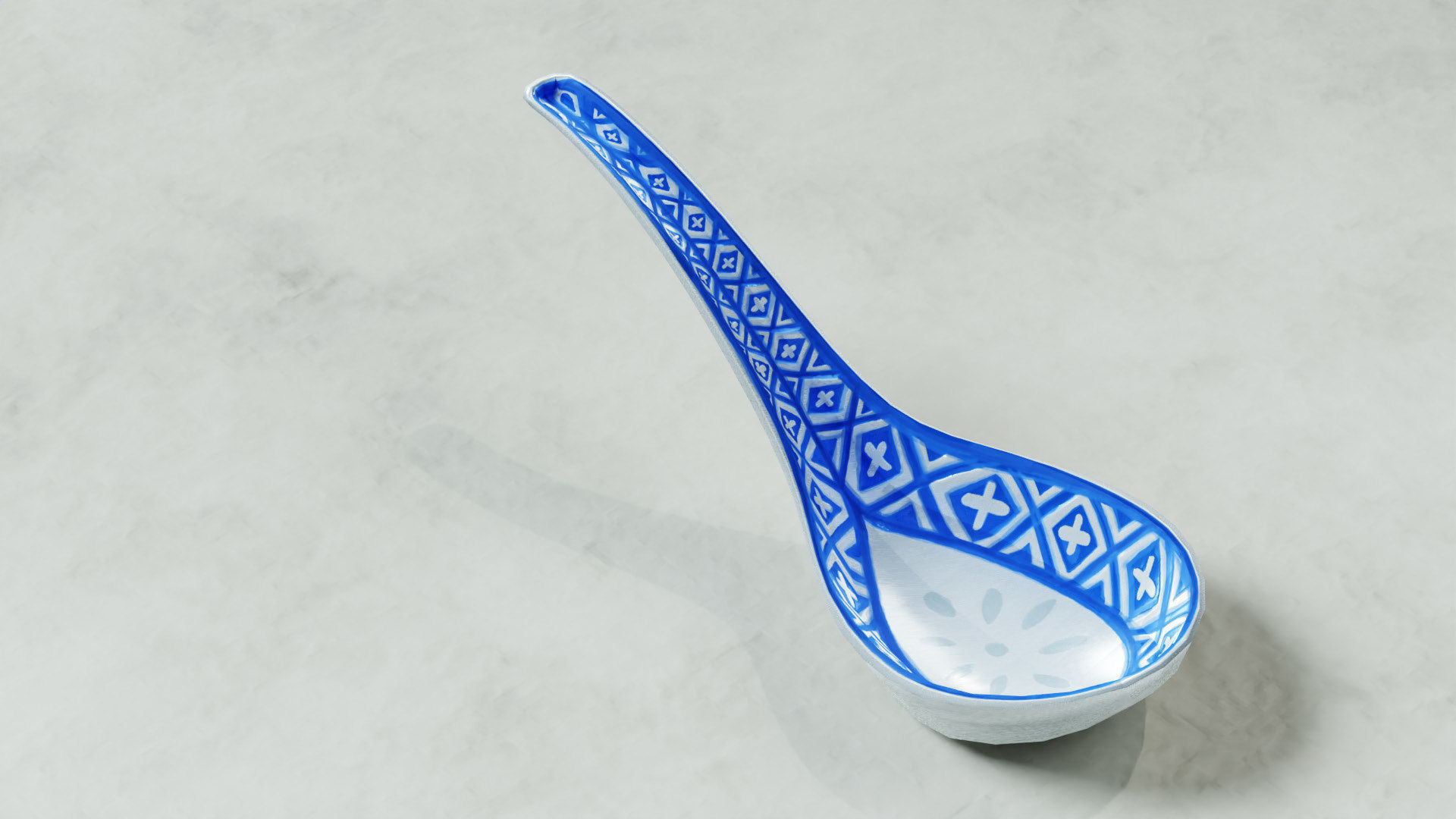 Chinese Porcelain Spoon Low-poly 3D model_2