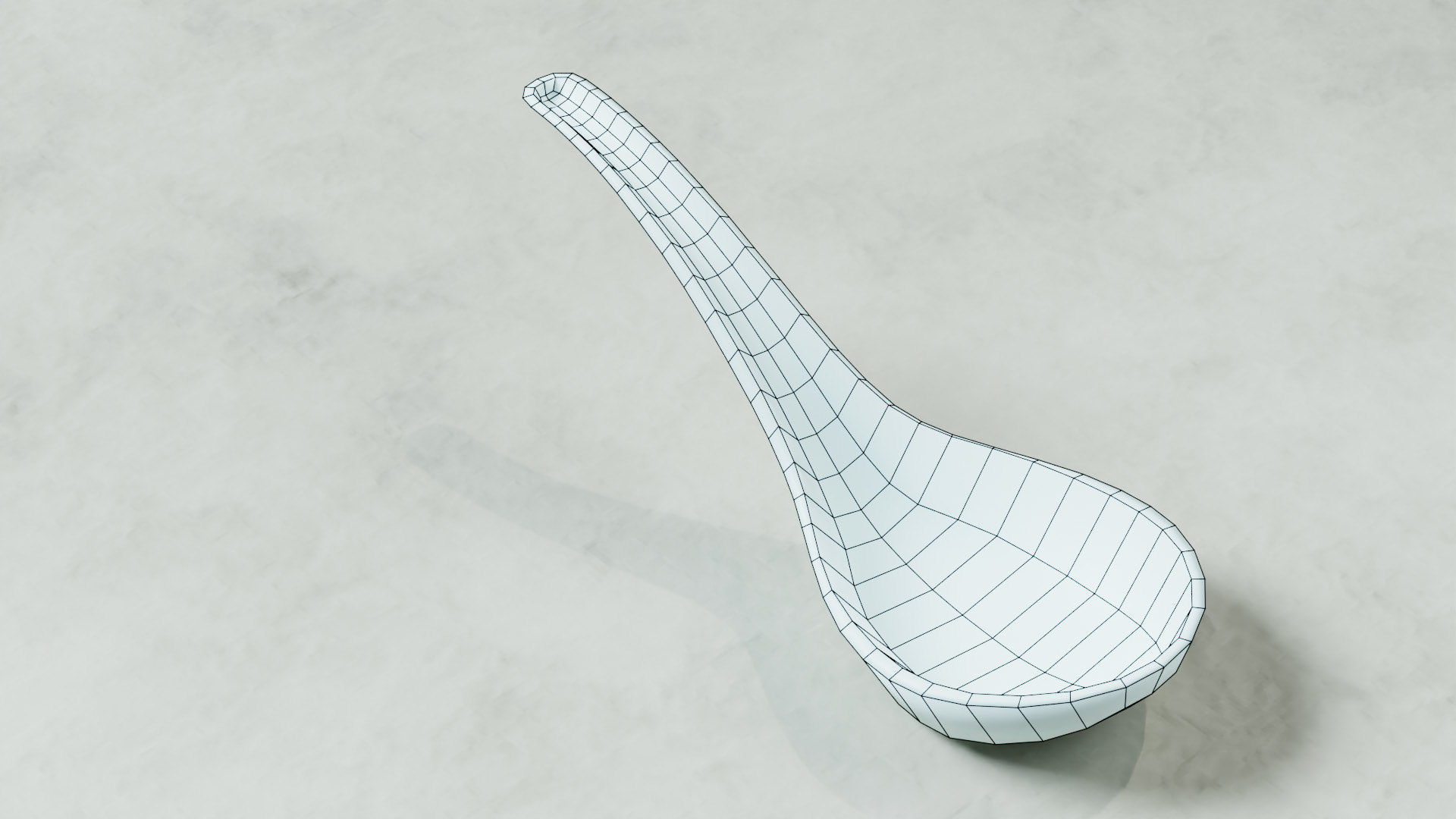 Chinese Porcelain Spoon Low-poly 3D model_11