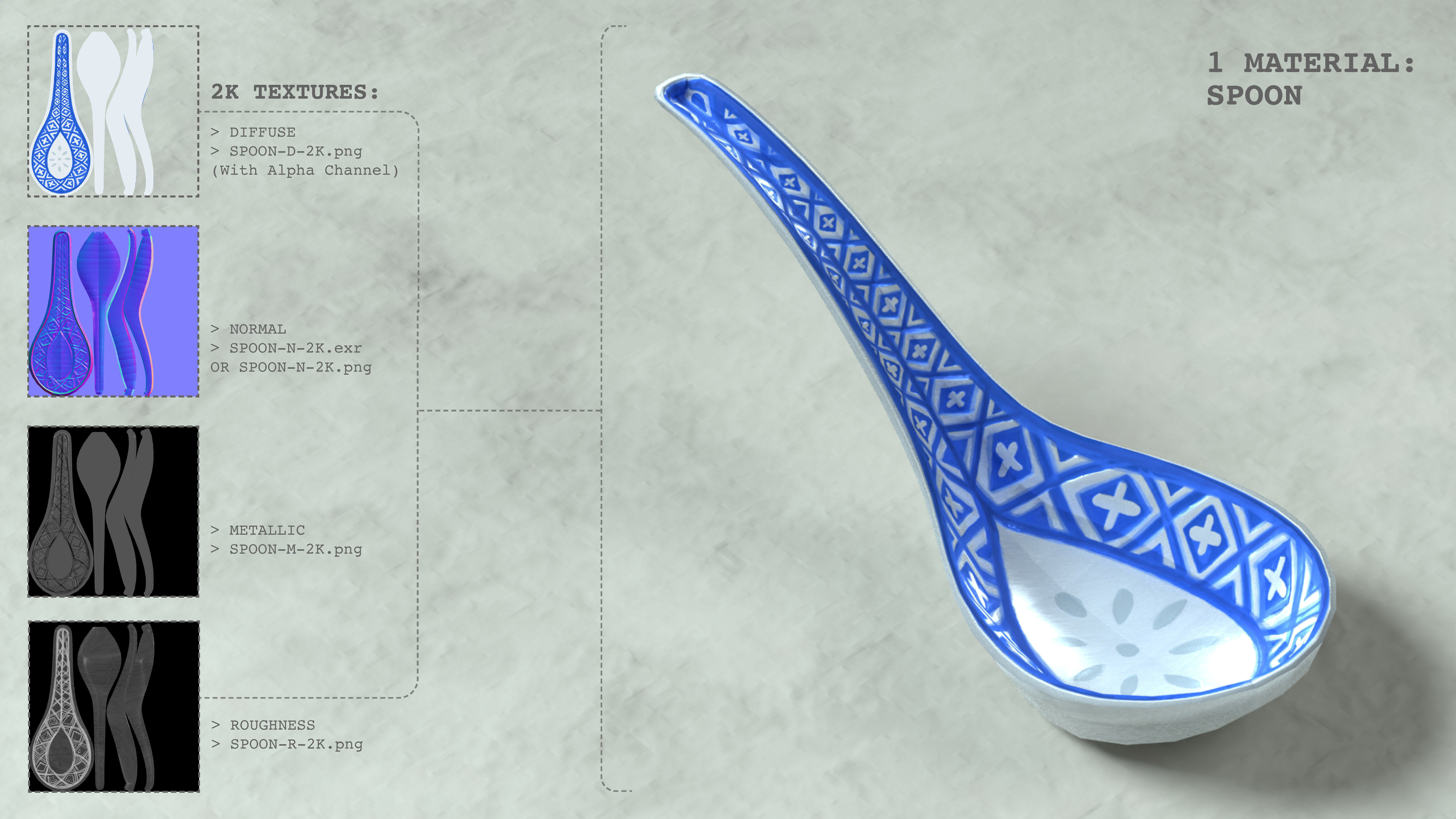 Chinese Porcelain Spoon Low-poly 3D model_4