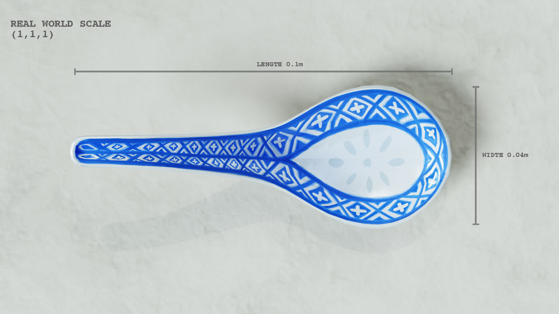Chinese Porcelain Spoon Low-poly 3D model_3