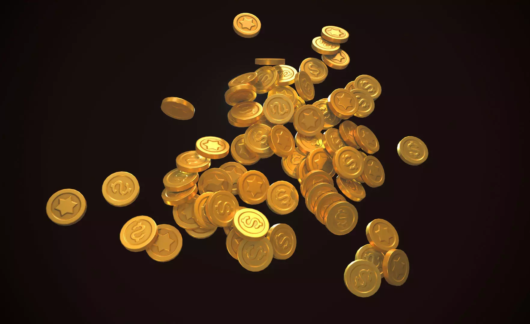 Currencies Gold coins 3D model_0
